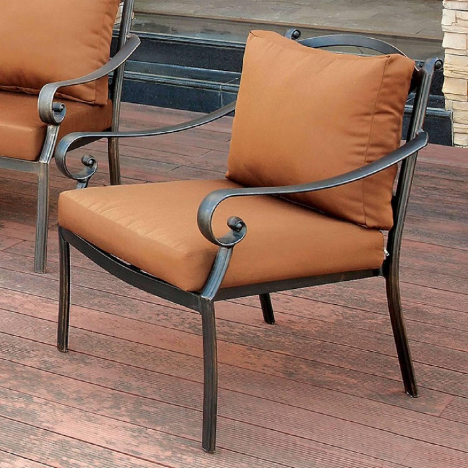 

    
Furniture of America Bonquesha I Patio Distressed Black Finish & Brown Fabric Chair
