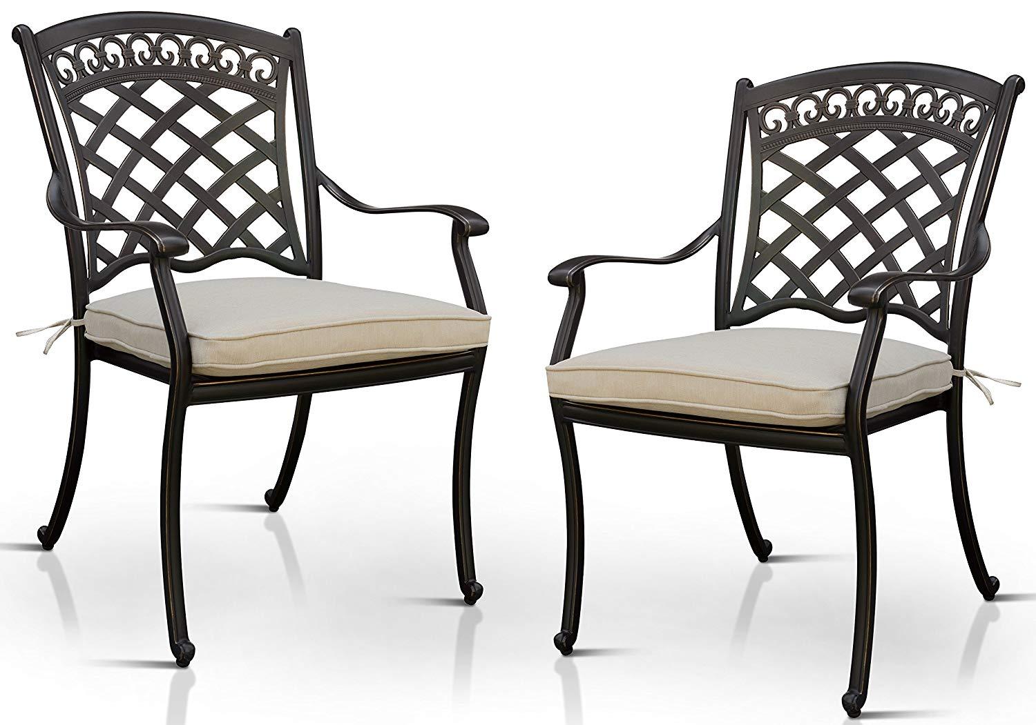 Transitional Patio Chair Set CHARISSA CM-OT2125-AC-2PK CM-OT2125-AC-2PK in Antique Black Fabric