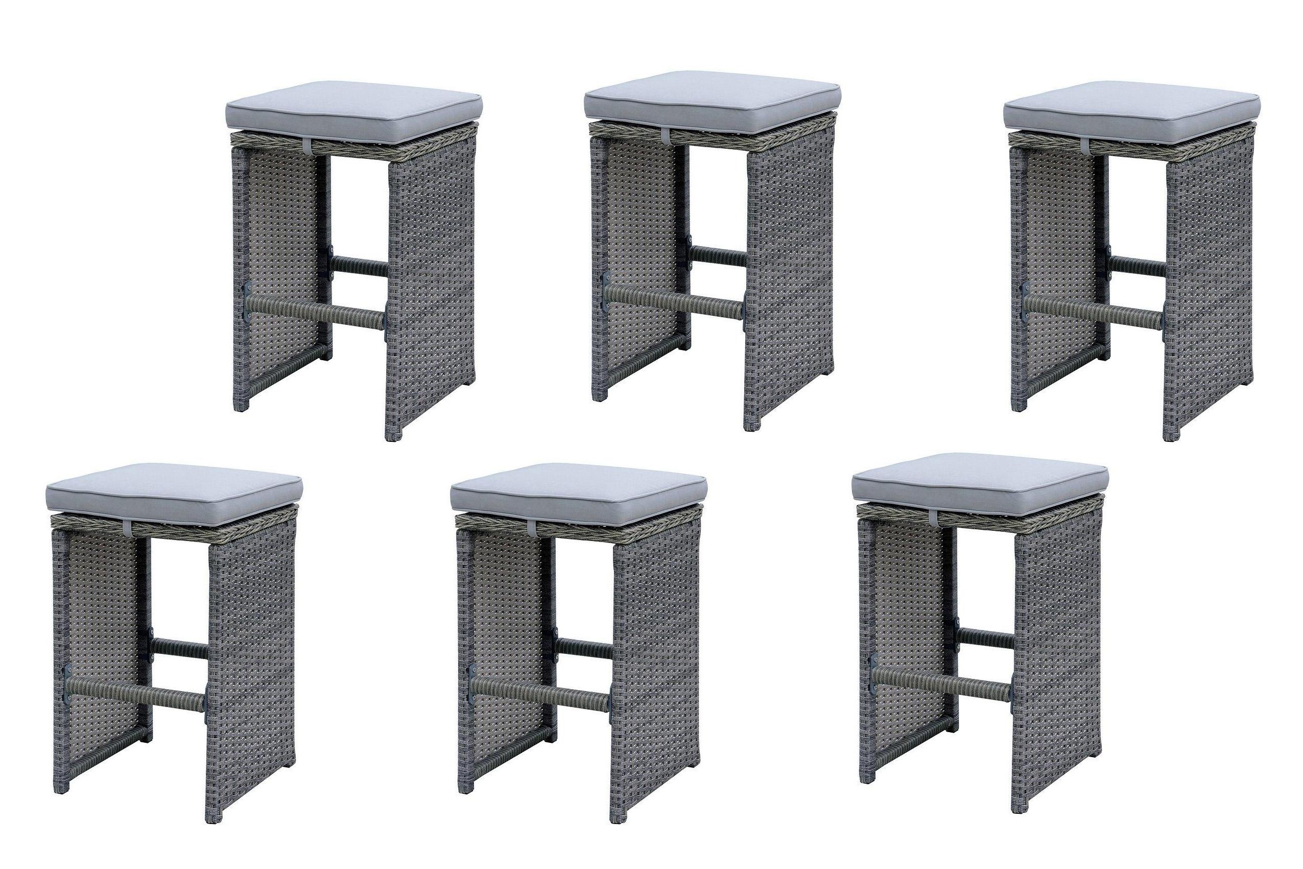 Contemporary, Modern Outdoor Barstool ISMAY CM-OT1847-BC-6PK CM-OT1847-BC-6PK in Gray 