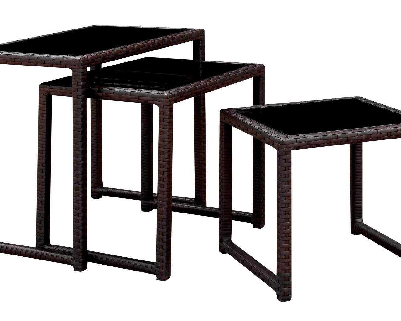 

    
Furniture of America Rocio Outdoor Espresso Wicker Nesting Side Tables Set of 3 Pcs
