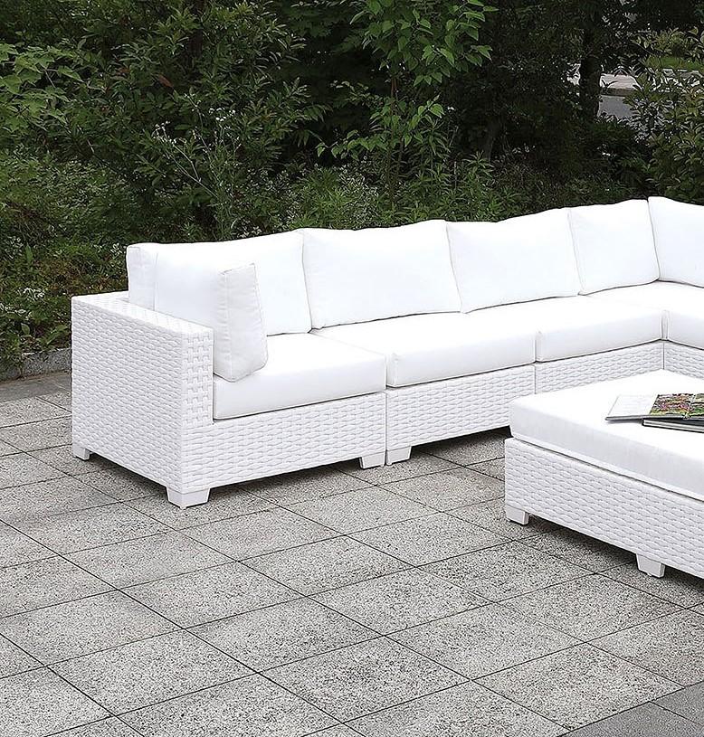 

    
Contemporary White Faux Wicker Outdoor Sectional Set 2pcs Furniture of America CM-OS2128WH-SET9 Somani
