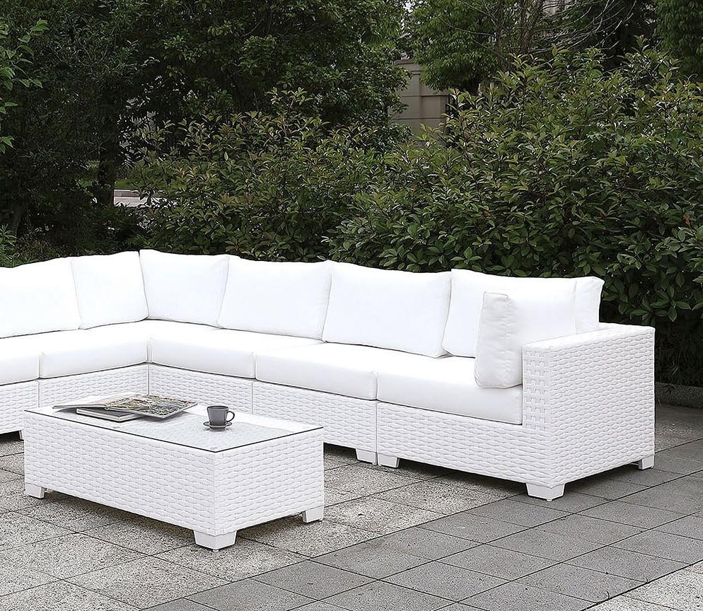

    
Contemporary White Faux Wicker Outdoor Sectional Set 2pcs Furniture of America CM-OS2128WH-SET8 Somani
