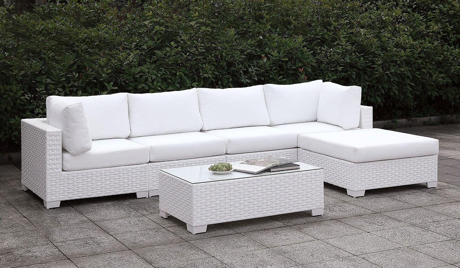 Contemporary Outdoor Sectional Set CM-OS2128WH-SET12 Somani CM-OS2128WH-SET12 in White Wicker