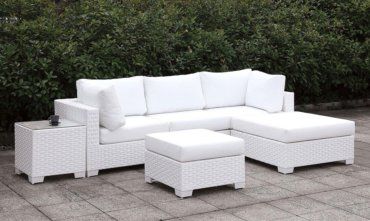 Contemporary Outdoor Sectional Set CM-OS2128WH-SET14 Somani CM-OS2128WH-SET14 in White Wicker