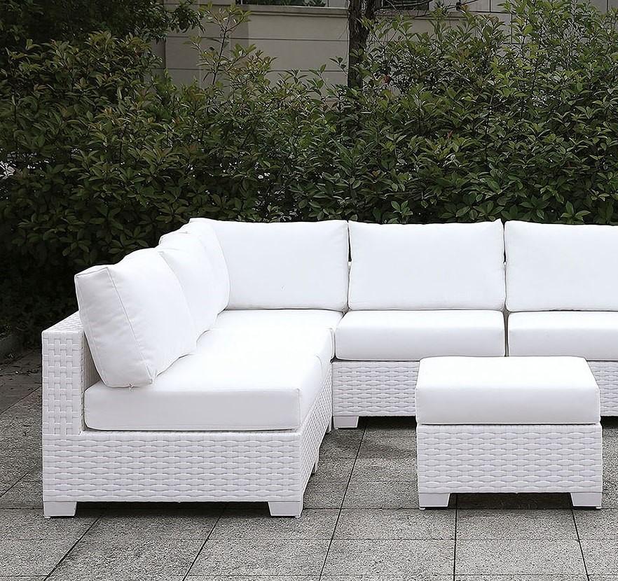 

    
Contemporary White Faux Wicker Outdoor Sectional Set 2pcs Furniture of America CM-OS2128WH-SET4 Somani
