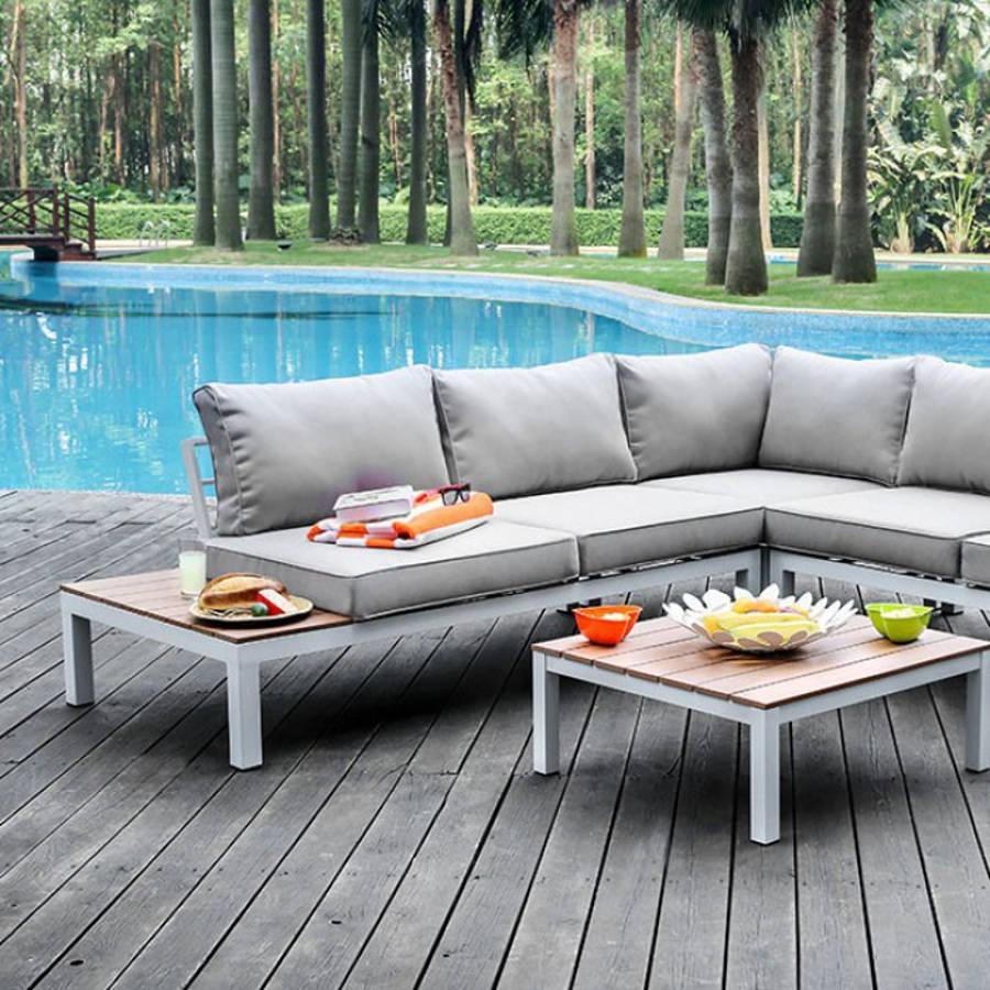 

    
Contemporary Oak & Light Gray Outdoor Sectional Set 2pcs Furniture of America CM-OS2580GY Winona
