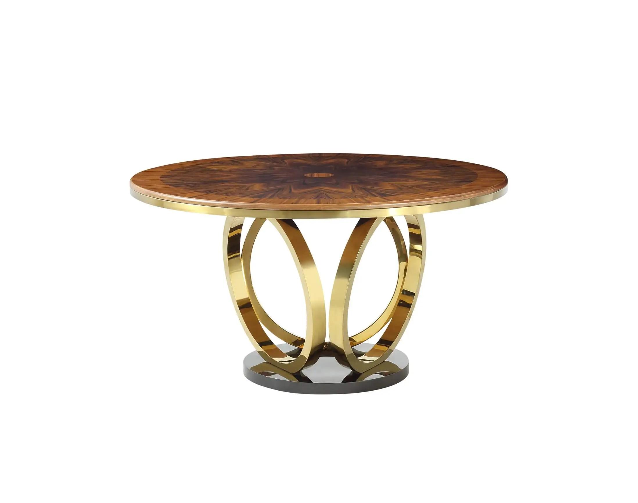 Modern Round table Galaxy EF-54413-WDT in Gold, Chocolate 