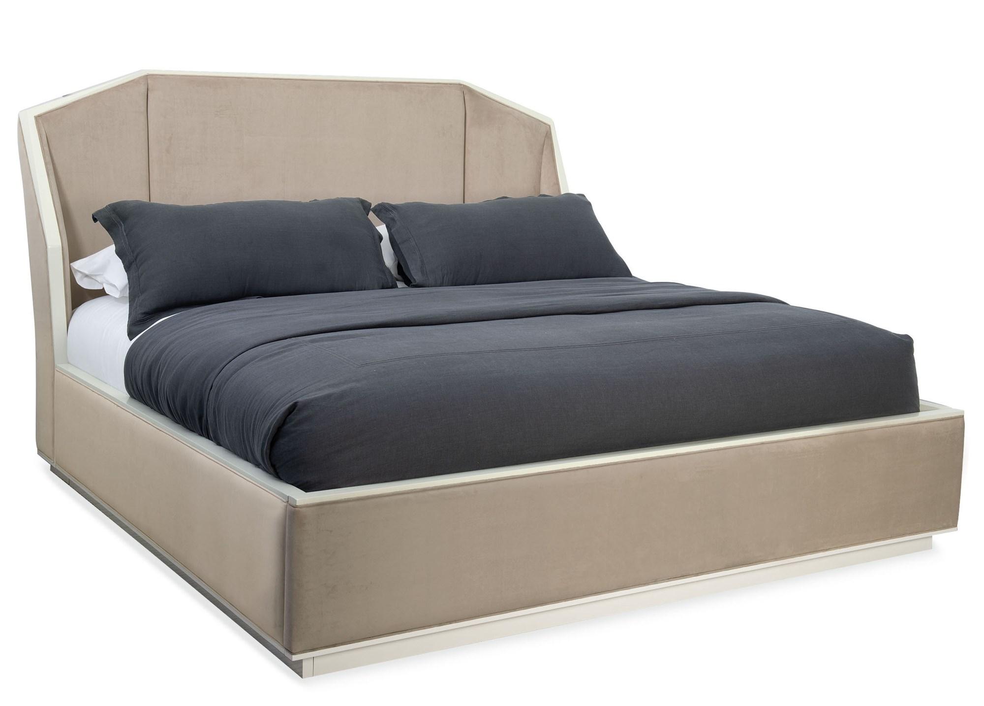 Contemporary Platform Bed EXPRESSIONS UPH BED M123-420-102 in Mocha Fabric