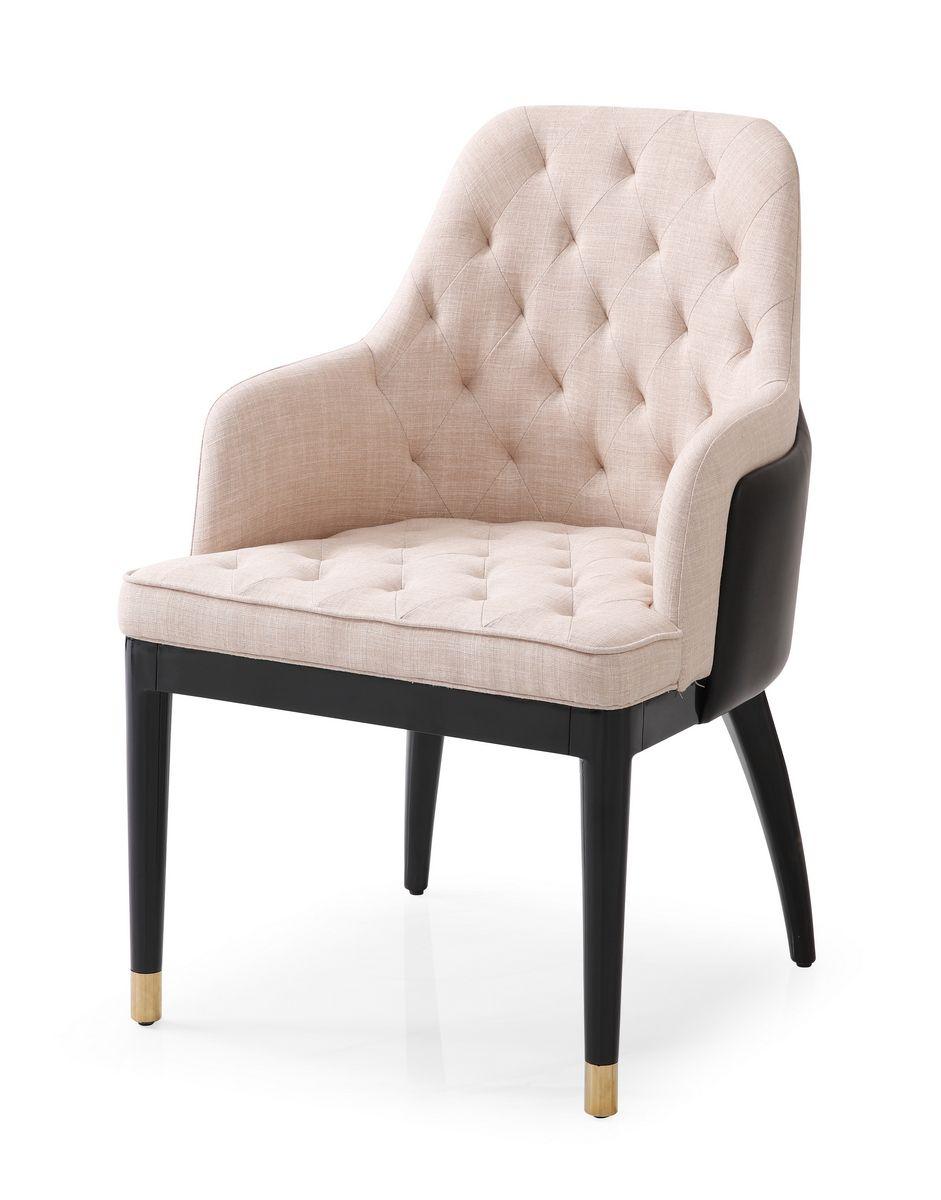 

    
Glam Beige Fabric & Black Leather Dining Chair Set 2P Modrest Leeds VIG Modern

