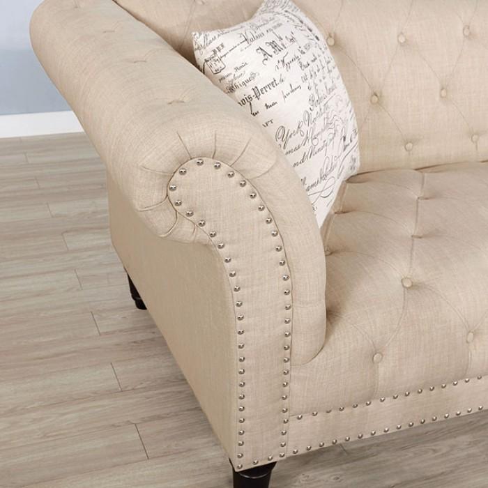 

    
Glam Beige Linen Loveseat Furniture of America CM6210BG-LV Louella
