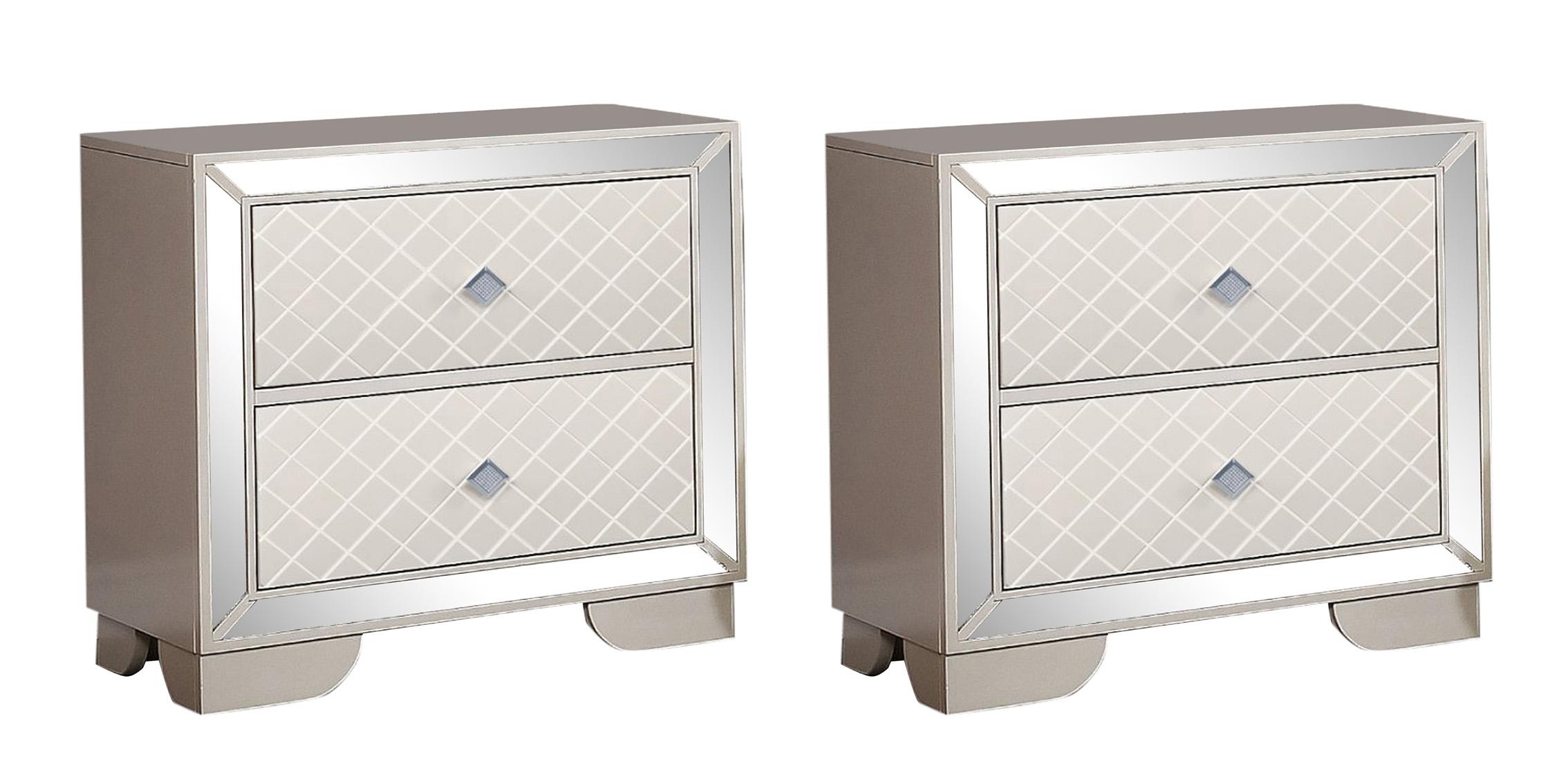 Contemporary, Modern Nightstand Set MADISON GHF-808857830470-2PC in Beige 