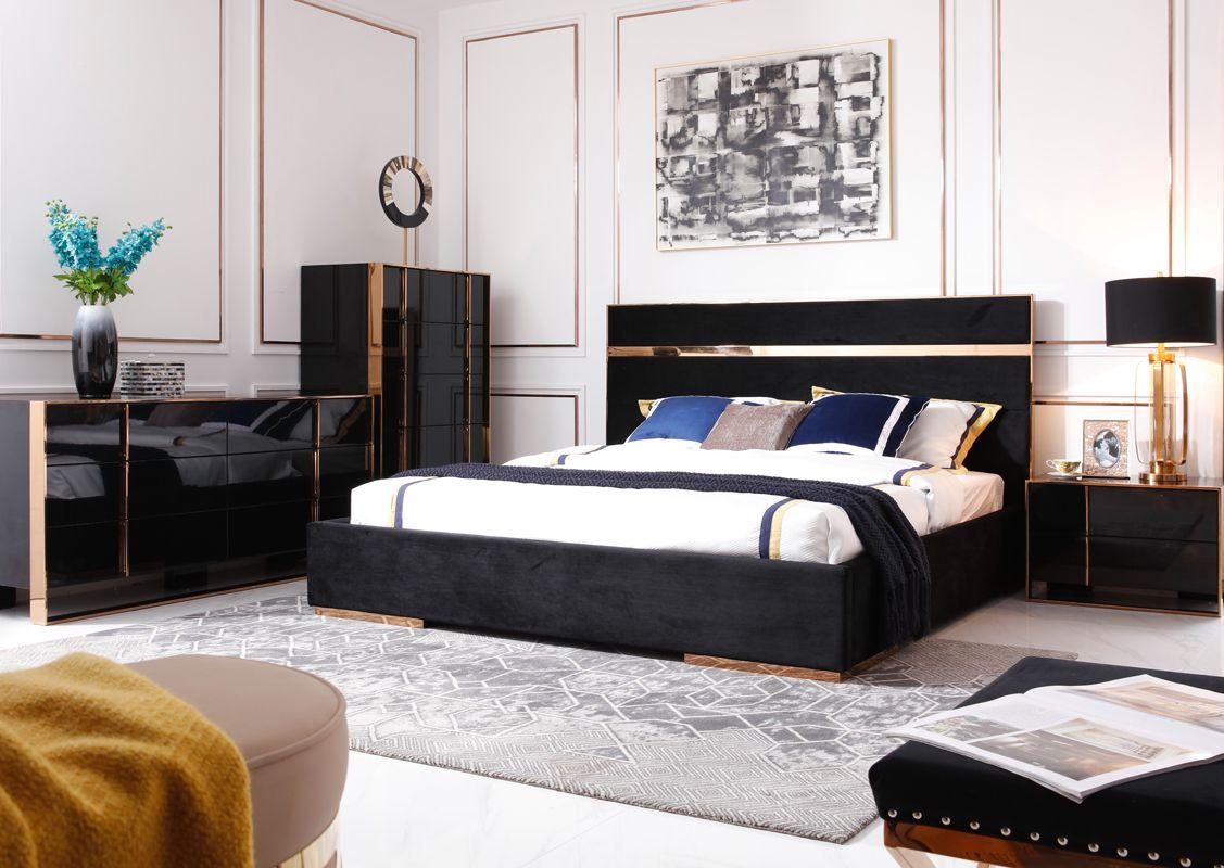 

    
Modern Black & Rosegold CAL King Bedroom Set 6Pcs by VIG Modrest Cartier
