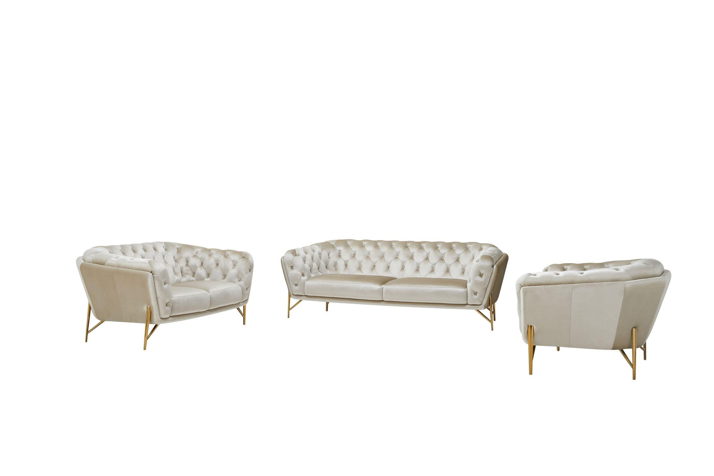 

    
Glam Beige Tufted Velvet Sofa Set 3Pcs Divani Casa Stella VIG Contemporary
