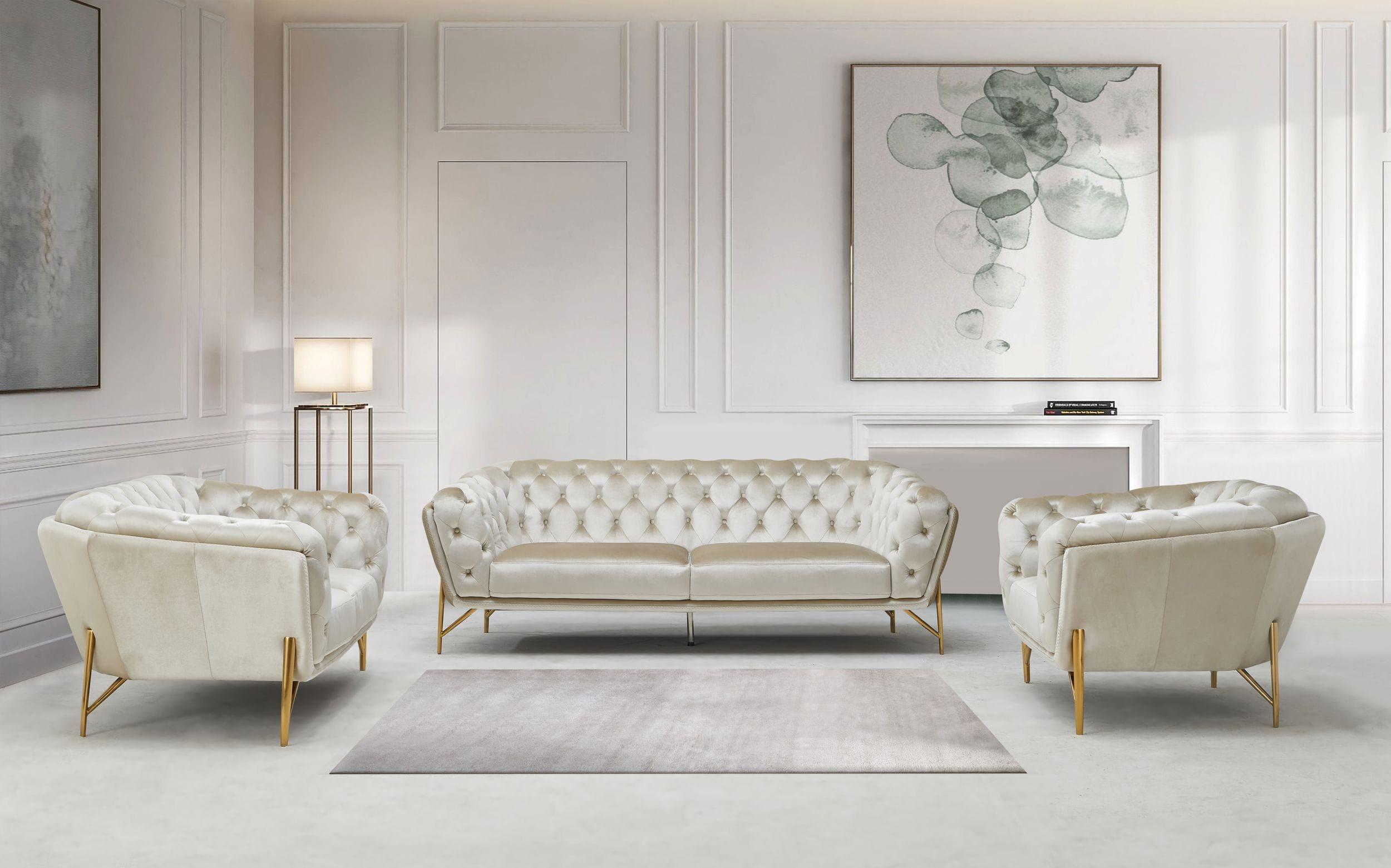 

    
Glam Beige Tufted Velvet Sofa Set 3Pcs Divani Casa Stella VIG Contemporary
