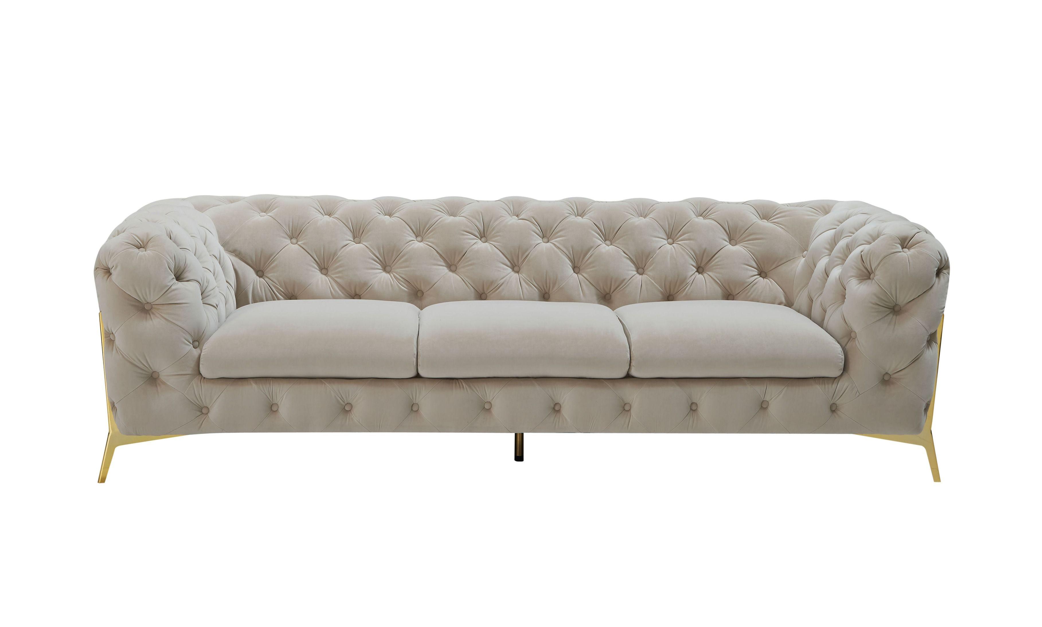 

    
Glam Beige Velvet Button Tufted Sofa Divani Casa Quincey VIG Contemporary Modern
