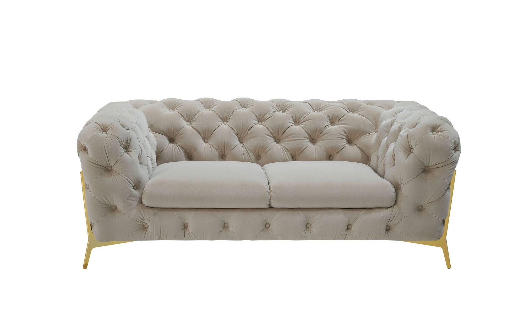 

    
 Order  Glam Beige Velvet Tufted Sofa Set 3P Divani Casa Quincey VIG Contemporary Modern
