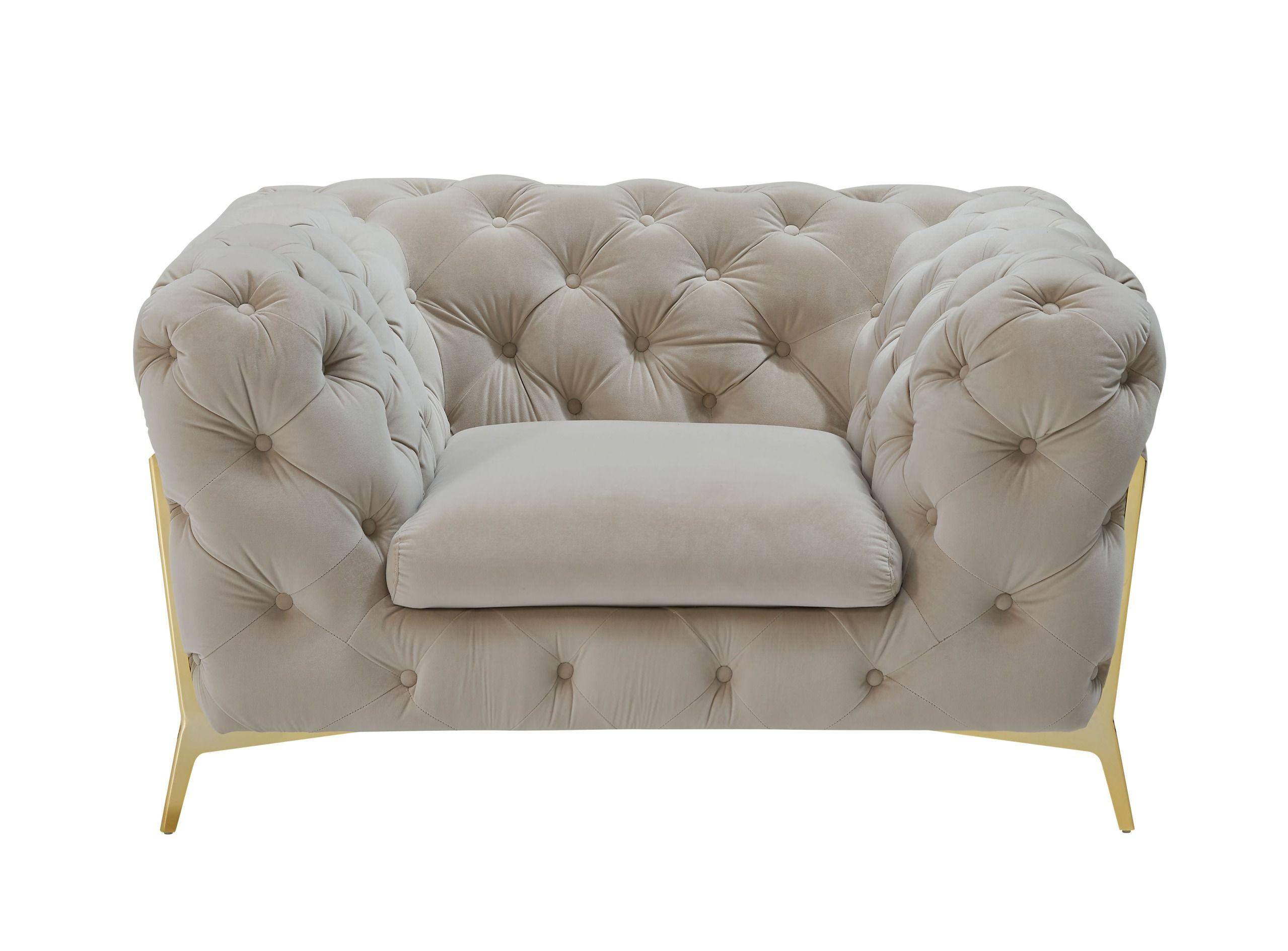 

    
 Shop  Glam Beige Velvet Tufted Sofa Set 3P Divani Casa Quincey VIG Contemporary Modern

