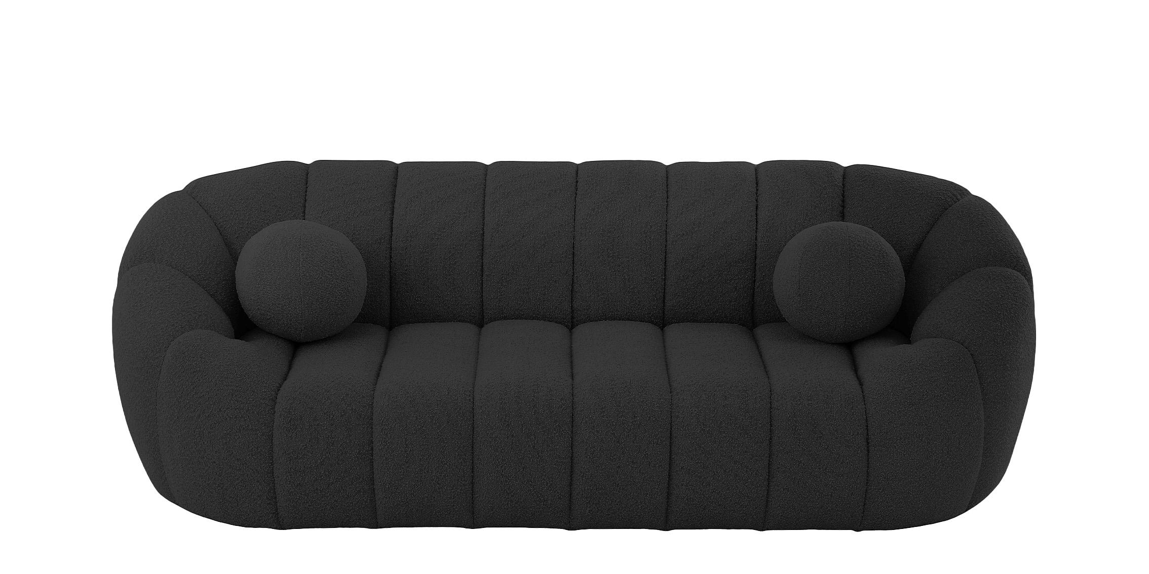 

    
 Shop  Glam Black Boucle Channel Tufted Sofa Set 3 ELIJAH 644Black-S Meridian Modern

