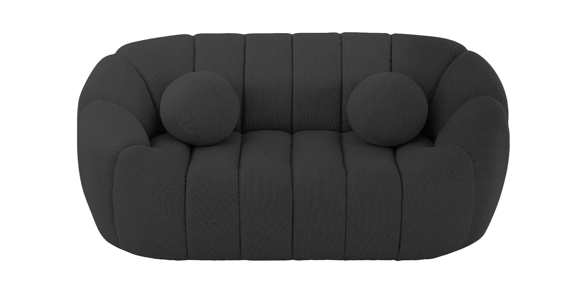 

    
 Photo  Glam Black Boucle Channel Tufted Sofa Set 3 ELIJAH 644Black-S Meridian Modern

