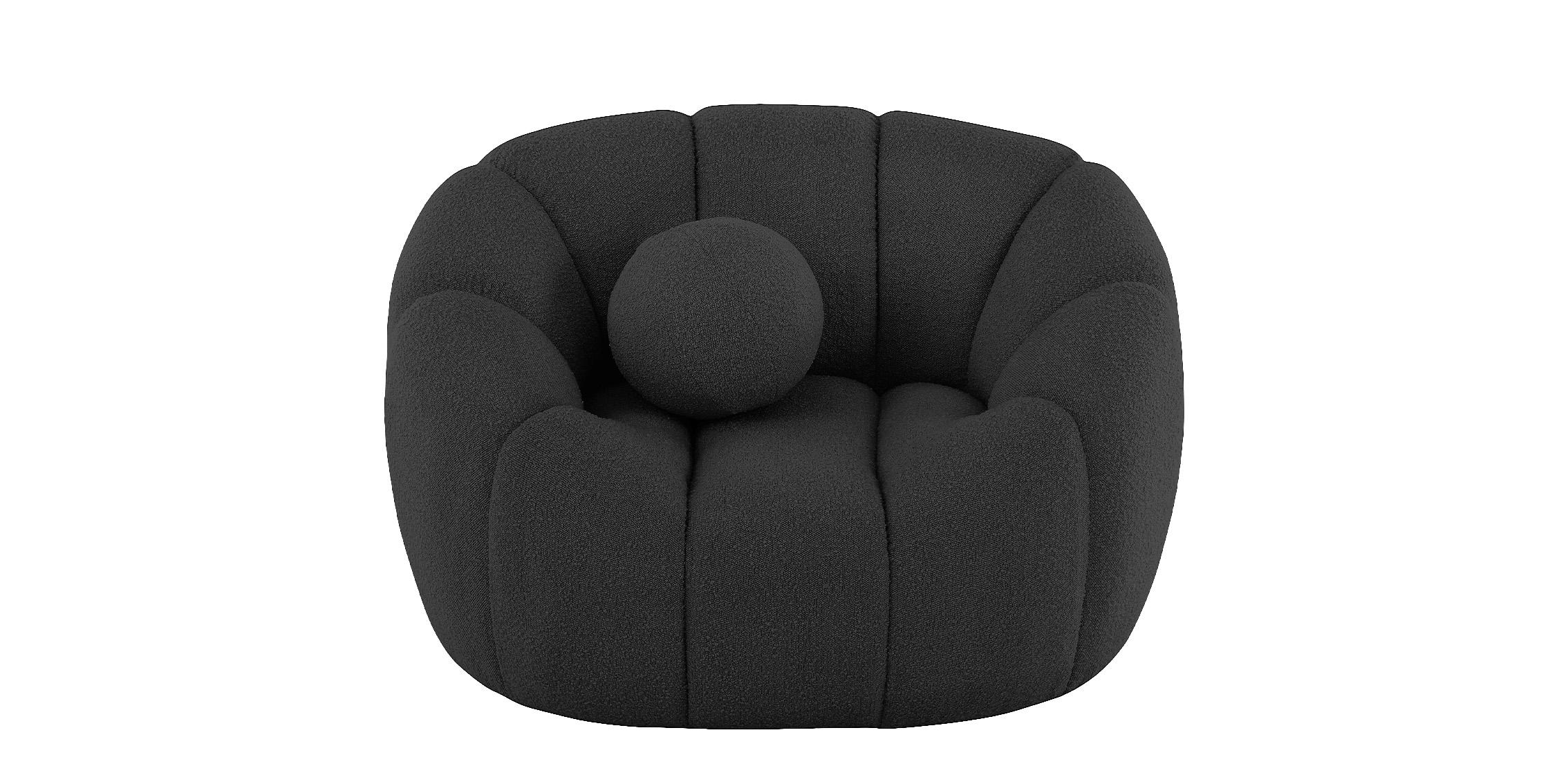 

    
Glam Black Boucle Channel Tufted Sofa Set 3 ELIJAH 644Black-S Meridian Modern
