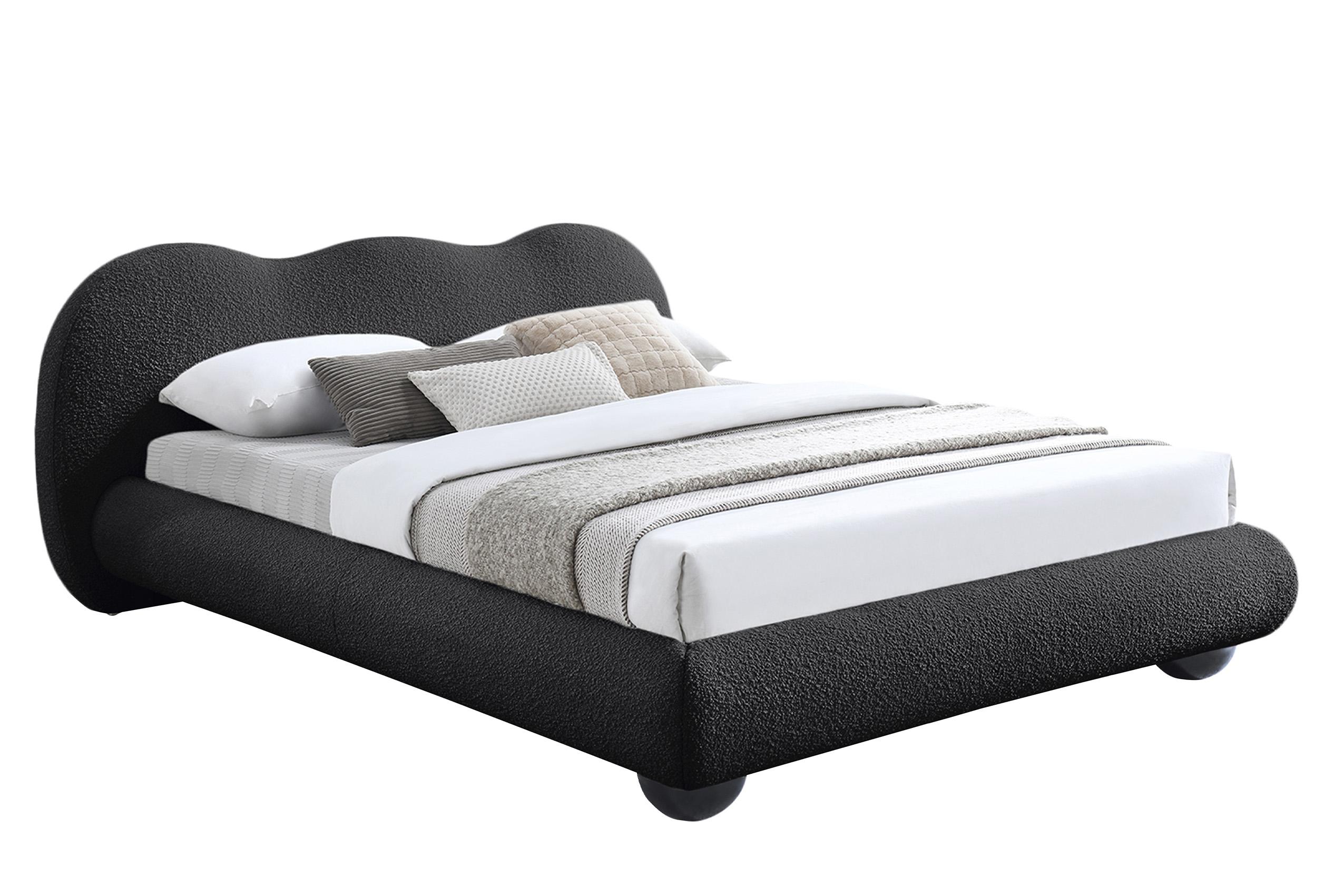 

    
Glam Black Boucle Fabric Queen Bed HydeBlack-Q Meridian Modern Contemporary
