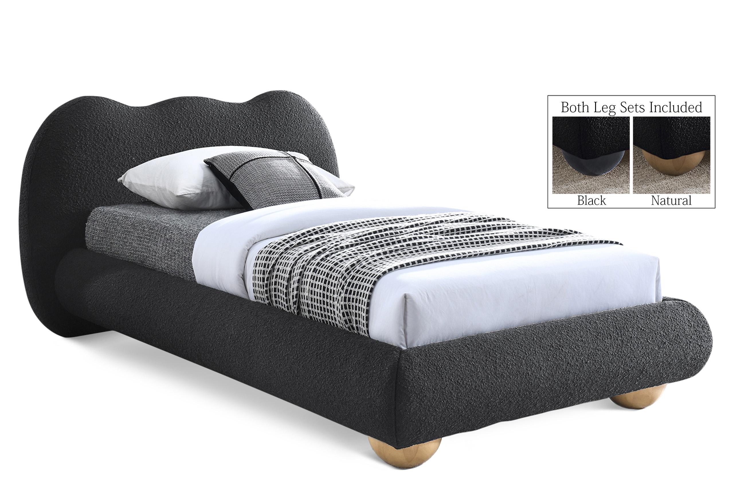 

    
Glam Black Boucle Fabric Twin Bed HydeBlack-T Meridian Modern Contemporary

