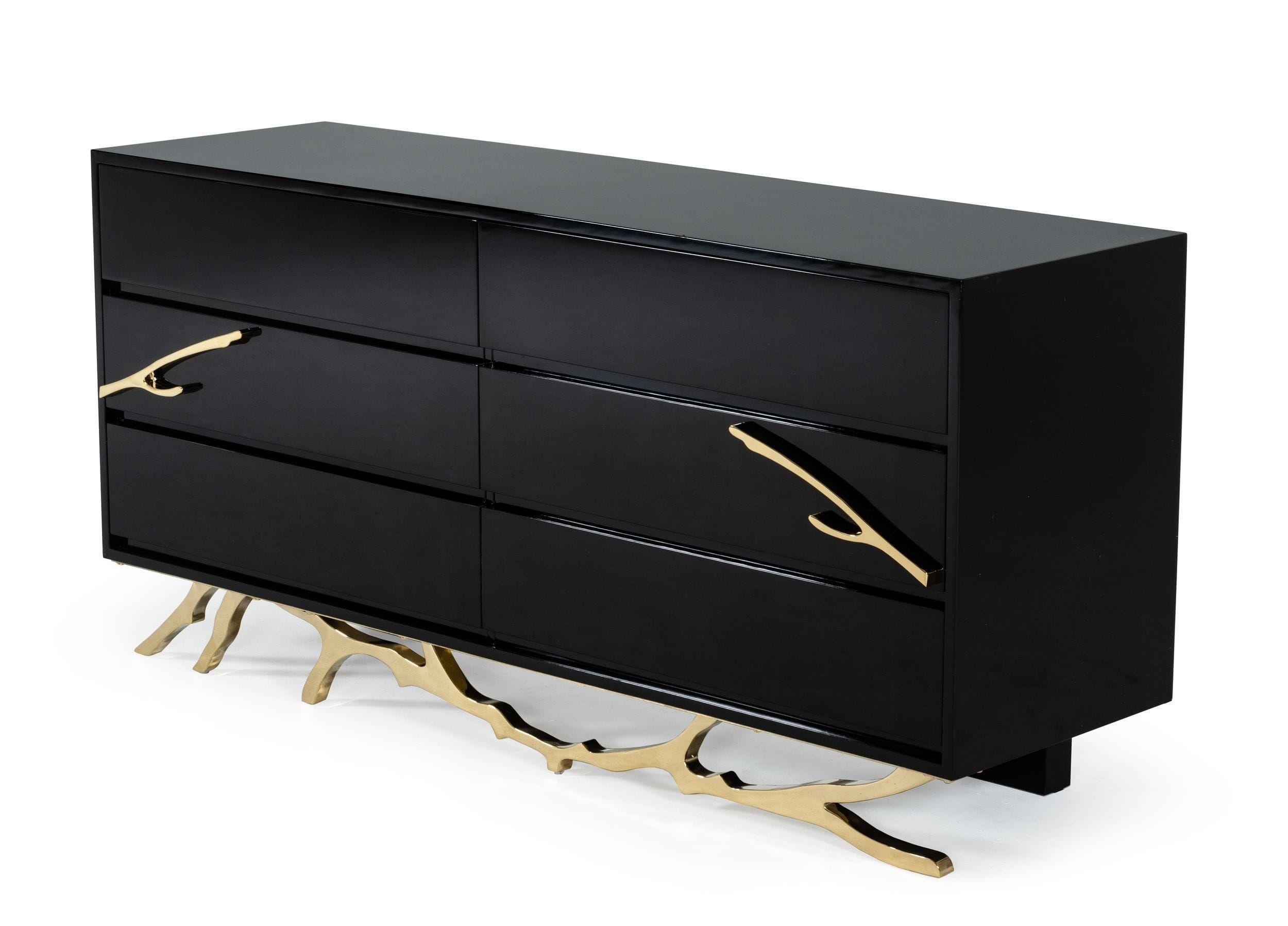 

    
Modern Black & Gold 6 Drawers Dresser by VIG Modrest Legend
