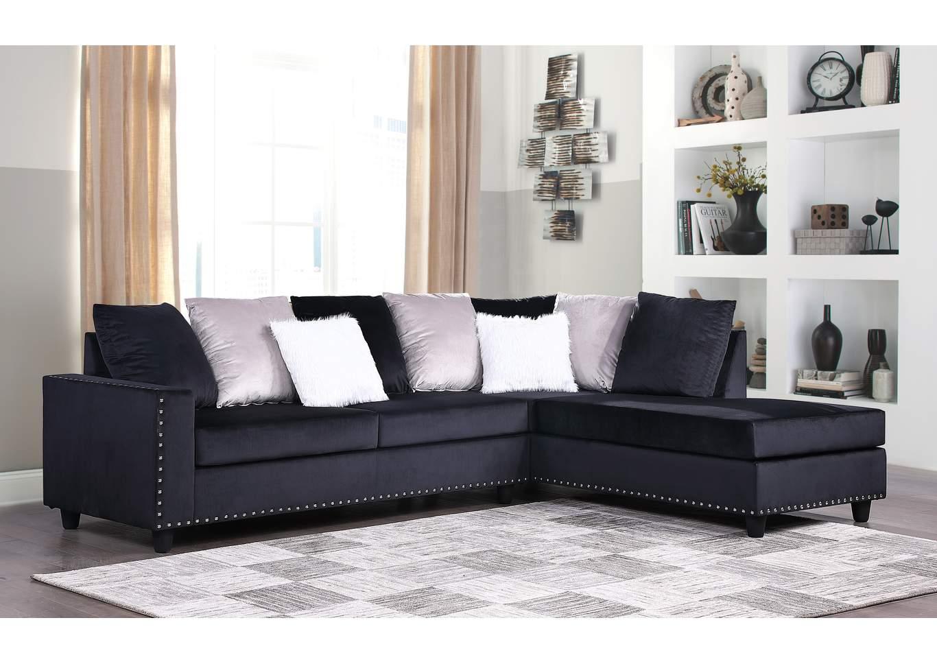 Contemporary, Modern Sectional Sofa MARTHA GHF-808857834874 in Black Fabric