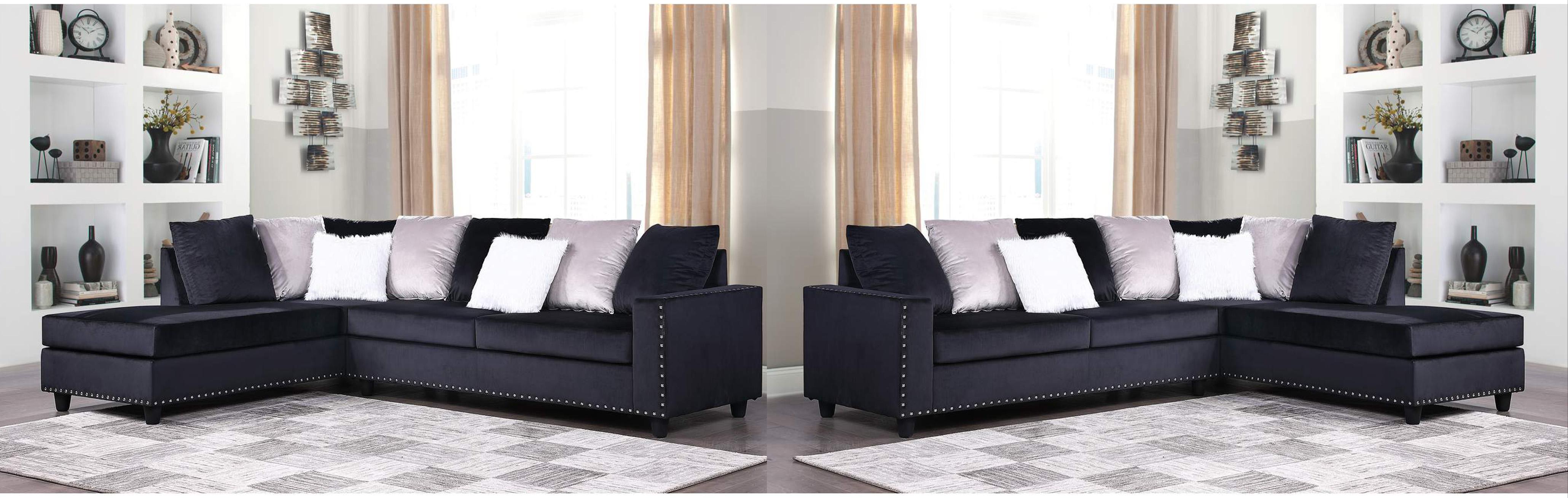 

    
Glam Black Fabric Sectional Sofa MARTHA Galaxy Home Contemporary Modern
