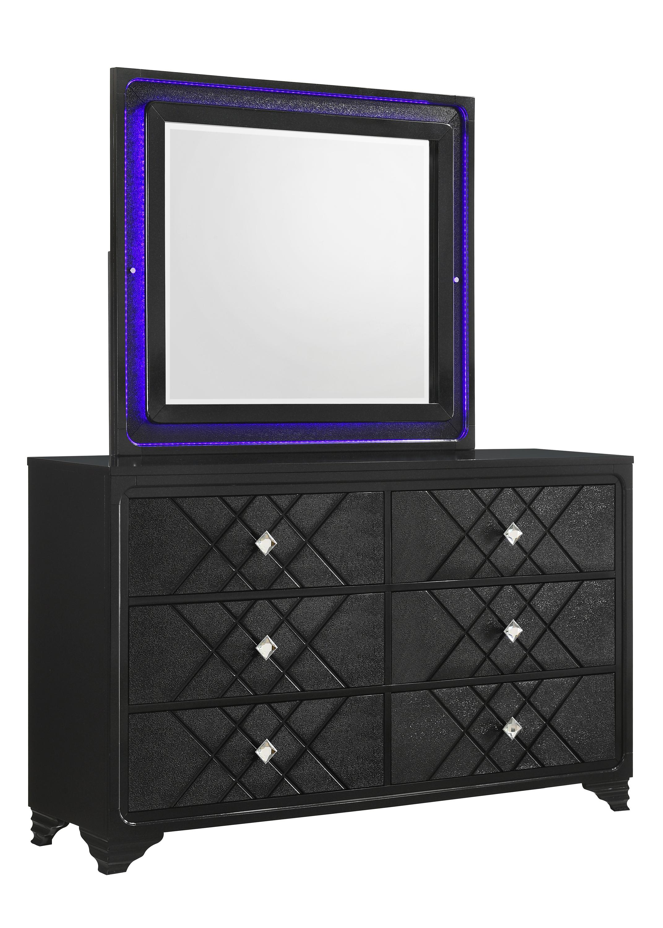 Contemporary Dresser w/Mirror 223573-2PC Penelope 223573-2PC in Black 