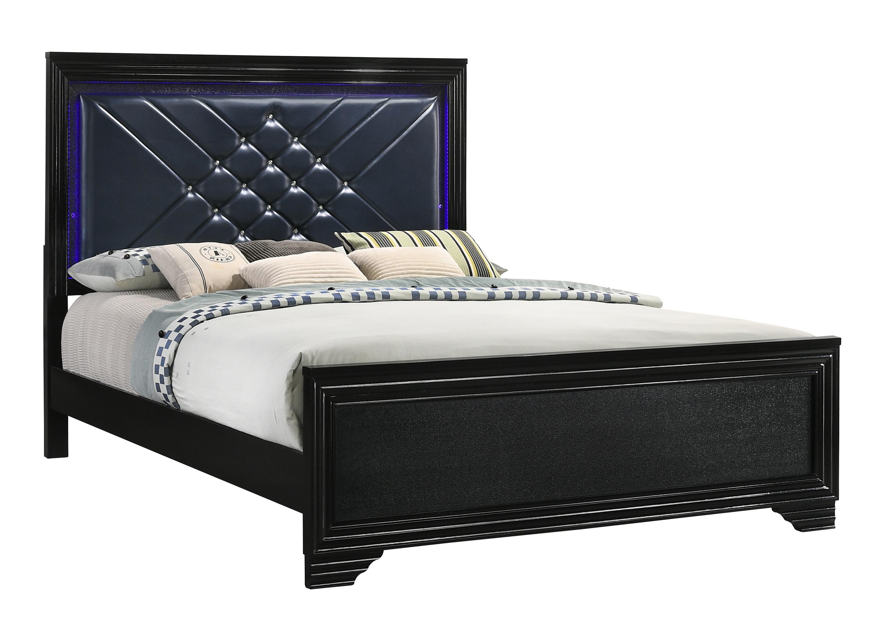 Contemporary Bed 223571KE Penelope 223571KE in Black Leatherette