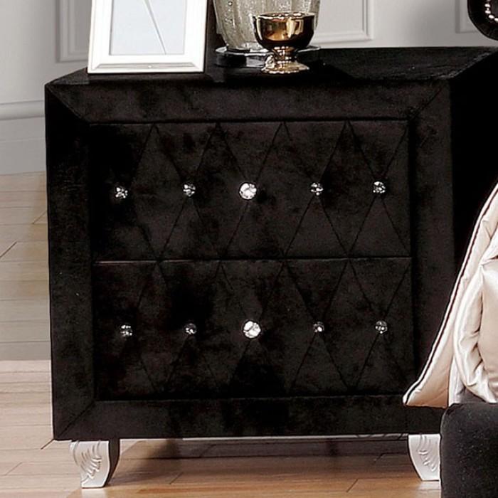 

    
Glam Black Solid Wood Nightstand Furniture of America Alzire CM7150BK-N
