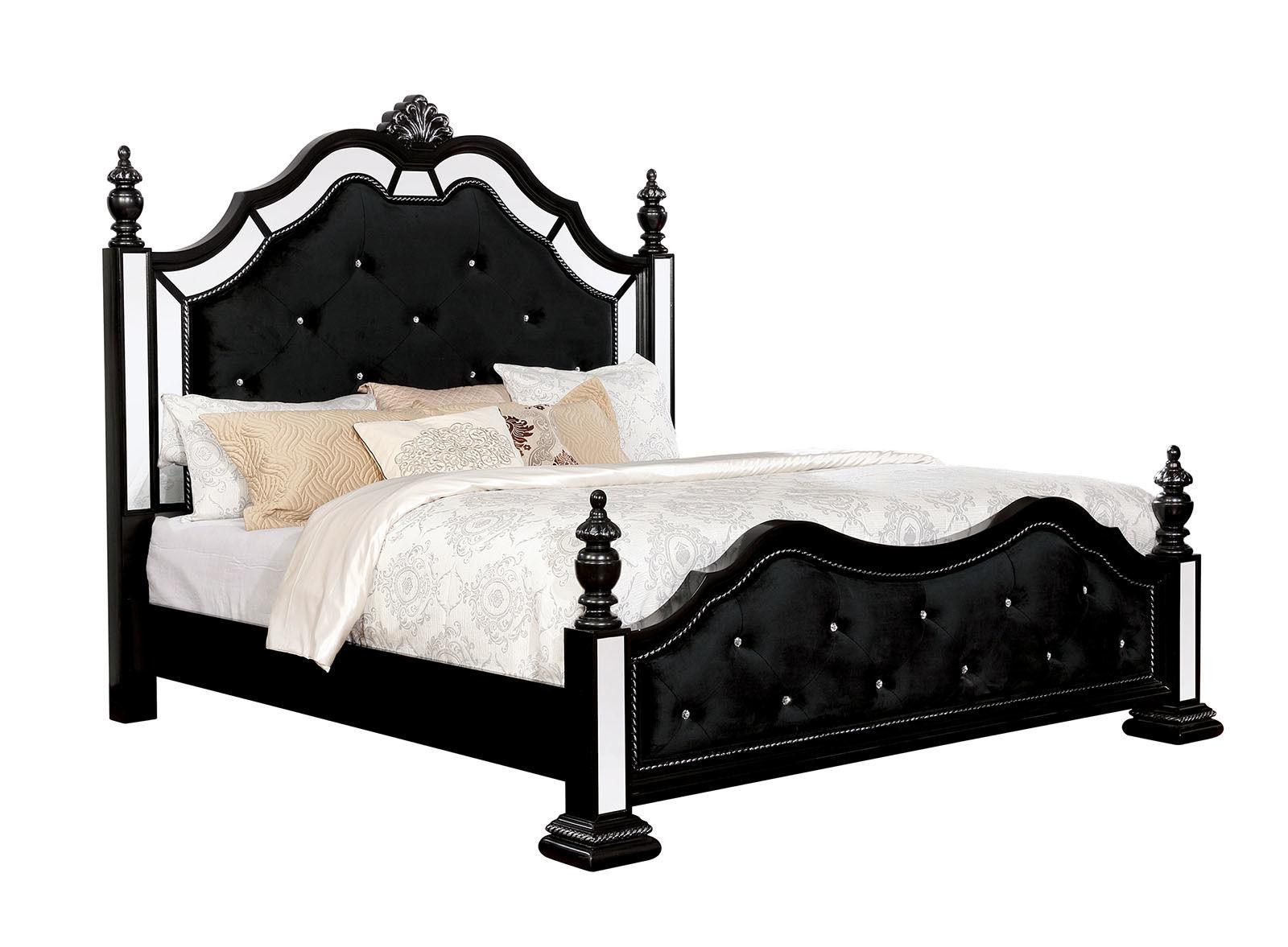 

    
Glam Black Solid Wood Queen Bed Furniture of America CM7194BK Azha
