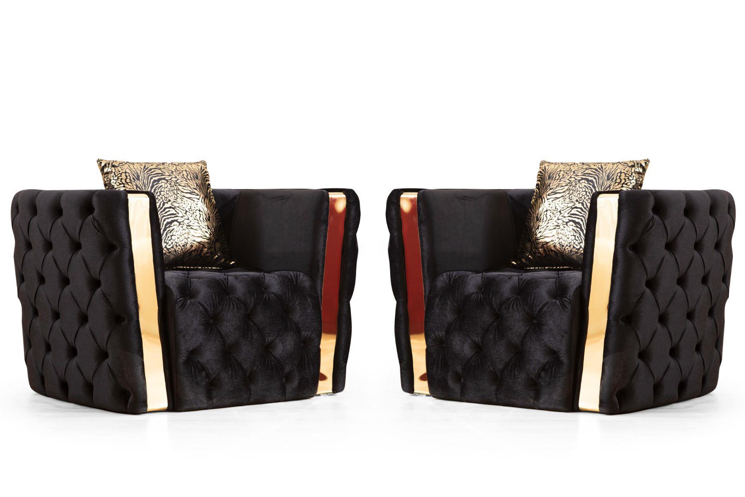 

    
Naomi Button Tufted Chair 2Pc With Velvet Fabric And Gold Accent In Black Galaxy
