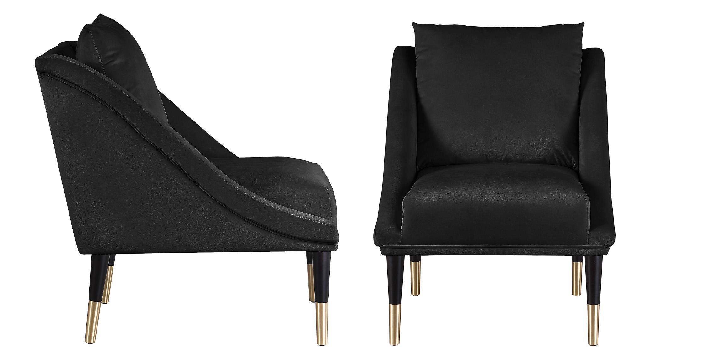 

    
Glam Black Velvet Accent Chair Set 2Pcs ELEGANTE 517Black-C Meridian Modern
