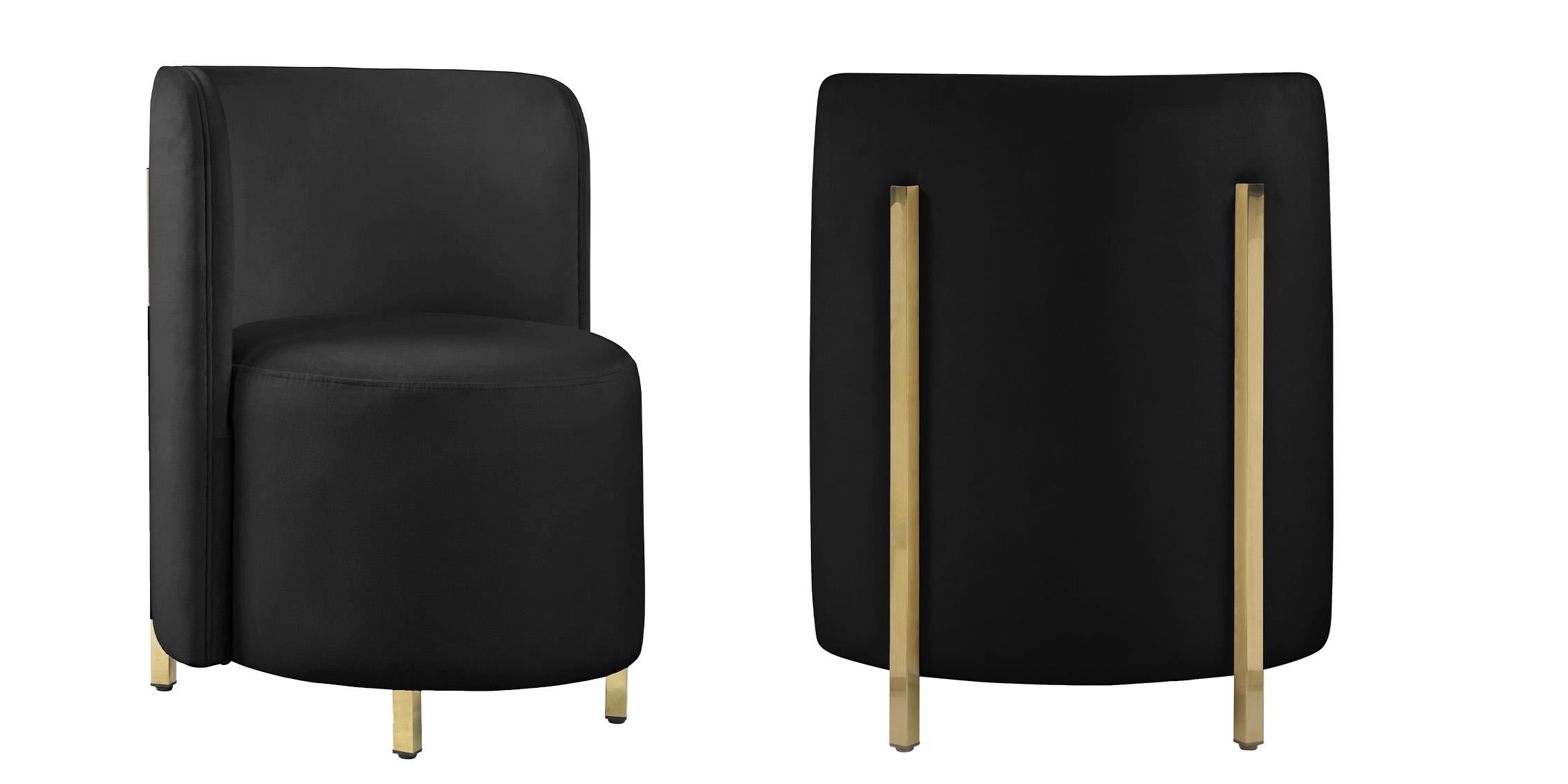 

    
Glam Black Velvet Accent Chair Set 2Pcs ROTUNDA 518Black-C Meridian Modern
