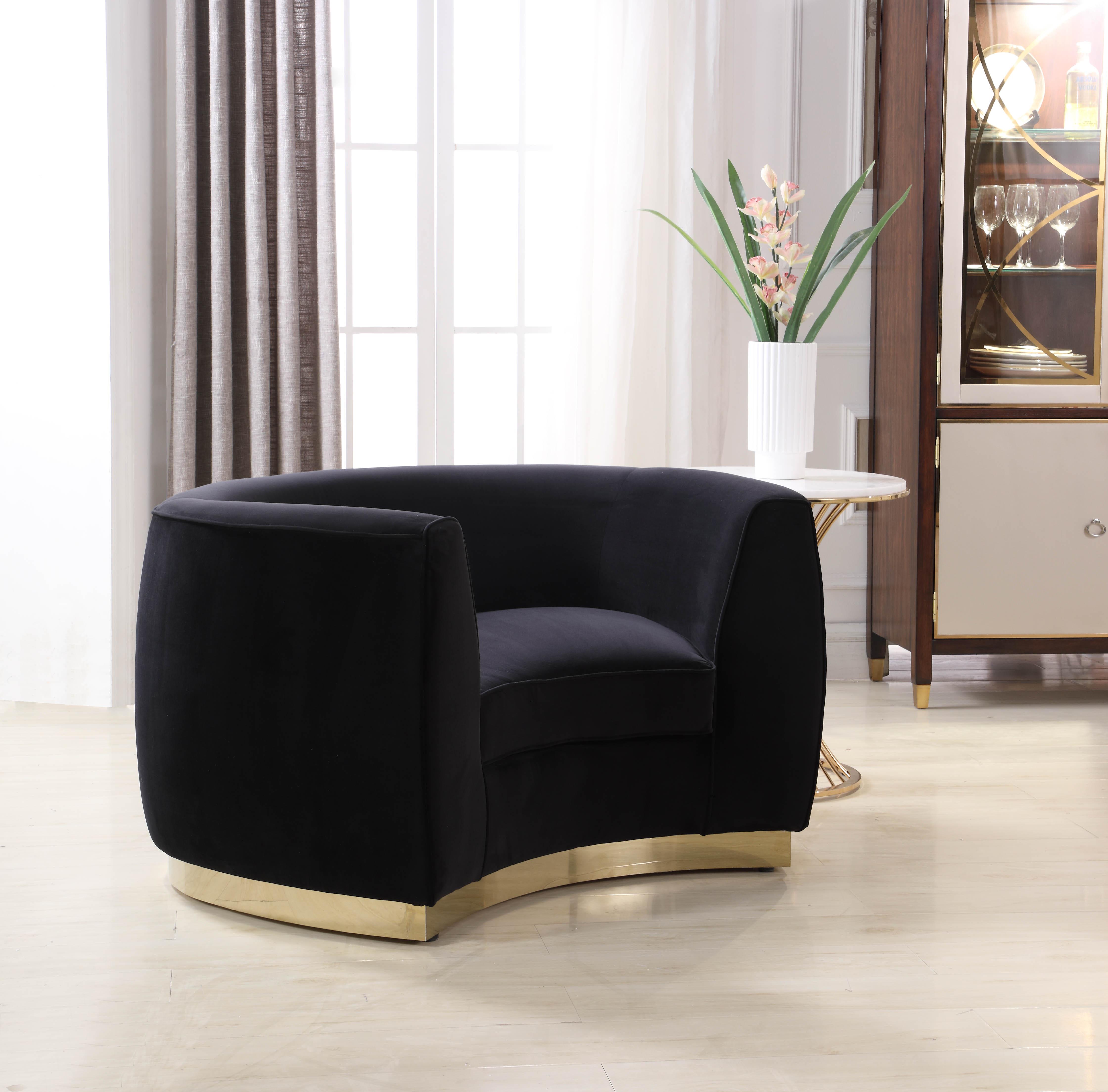 Contemporary, Modern Arm Chair Julian 620Black-C 620Black-C in Gold, Black Soft Velvet