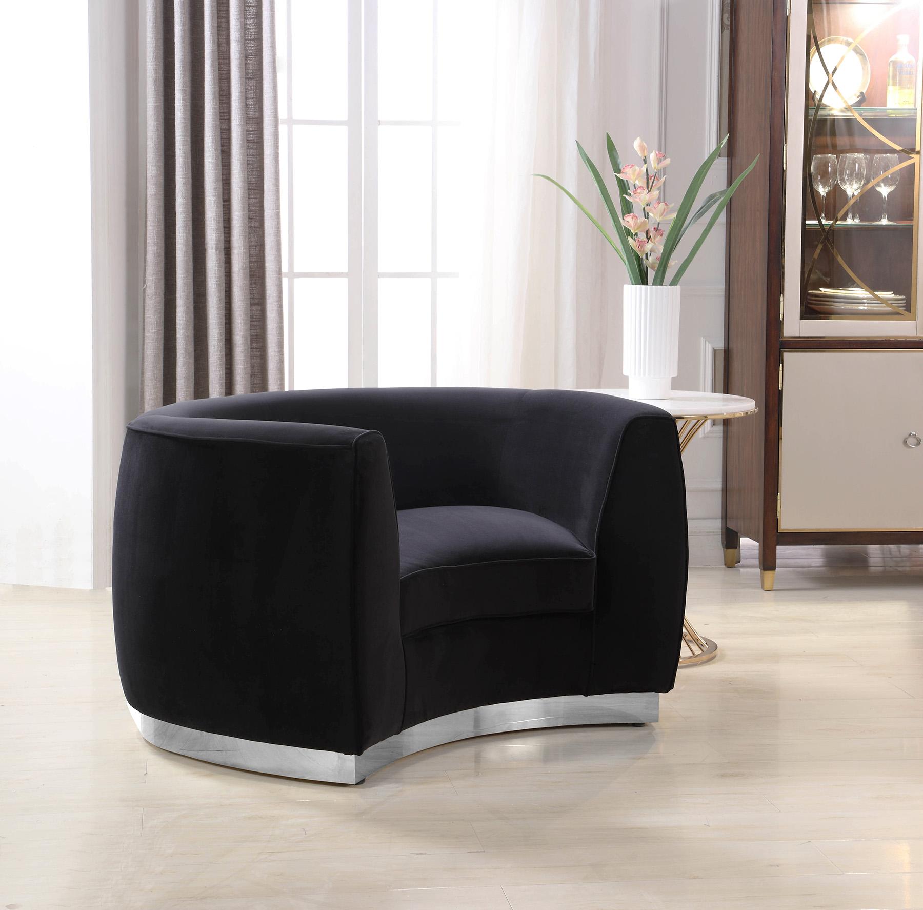 Contemporary, Modern Arm Chair Julian 621Black-C 621Black-C in Black Soft Velvet