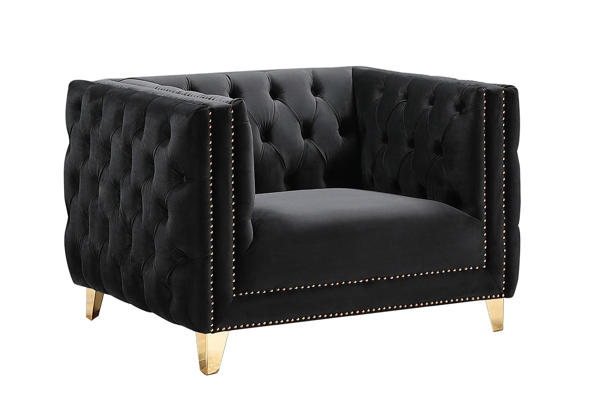 

    
Glam Black Velvet Arm Chair MICHELLE 652Black-C Meridian Contemporary Modern

