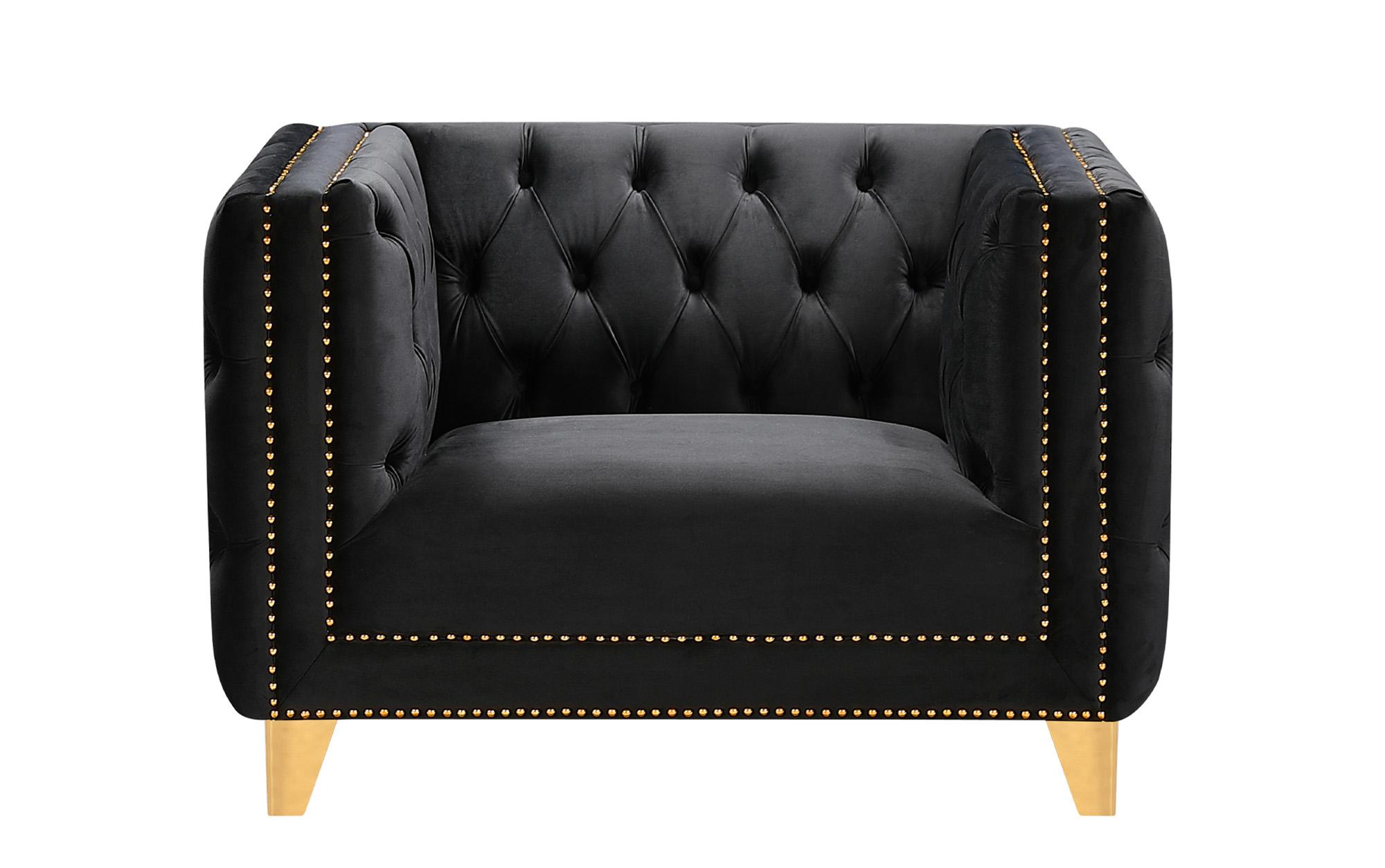 

    
Glam Black Velvet Arm Chair MICHELLE 652Black-C Meridian Contemporary Modern
