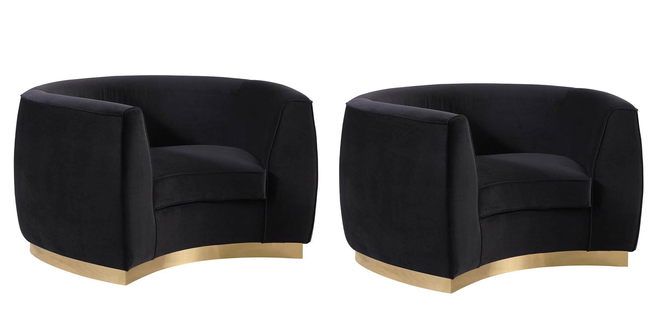 

    
Glam Black Velvet Chair Set 2Pcs 620Black-C Julian Meridian Contemporary Modern
