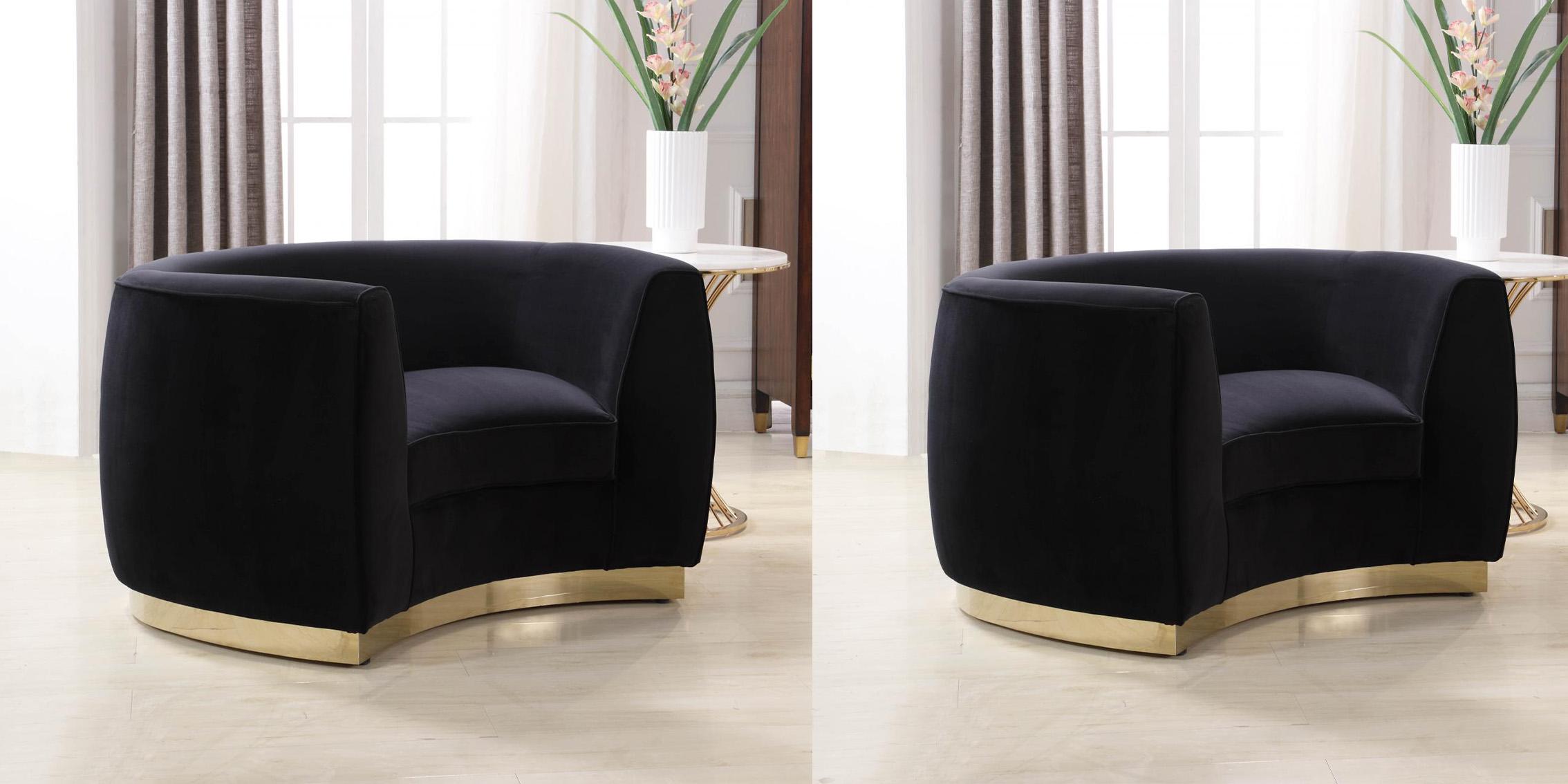 

    
Glam Black Velvet Chair Set 2Pcs 620Black-C Julian Meridian Contemporary Modern
