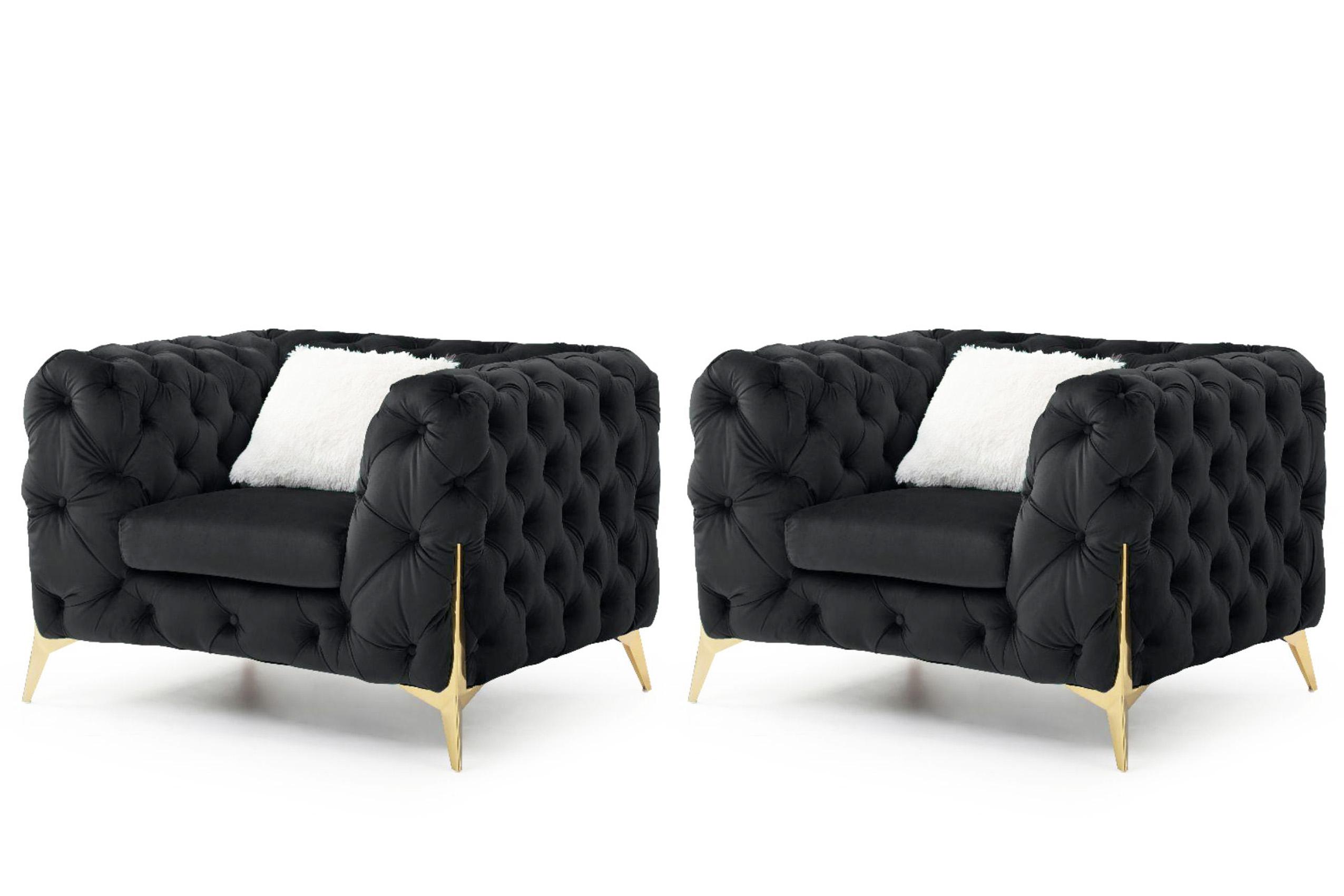 Contemporary, Modern Arm Chair Set MODERNO BK MODERNO-BK-CH-Set-2 in Black Fabric