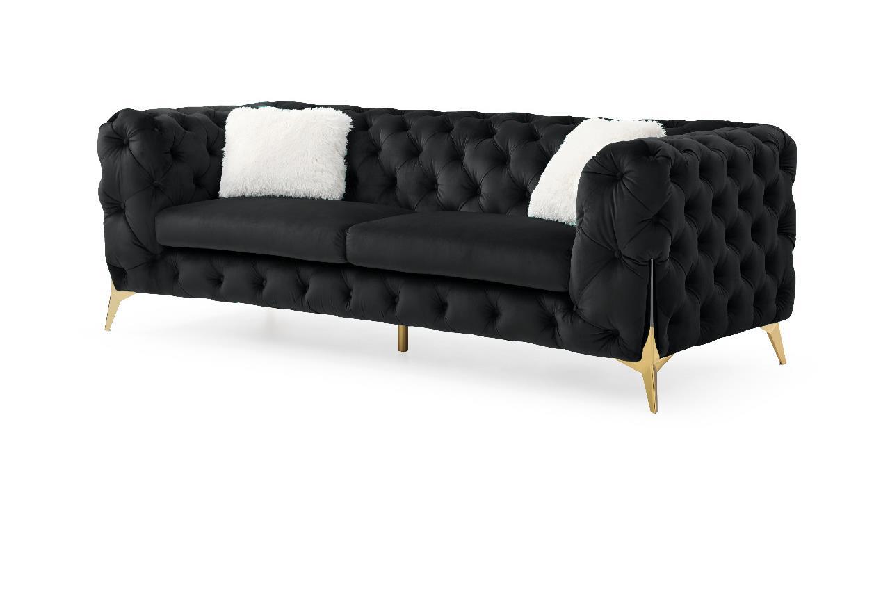 

    
Glam BLACK Velvet Button Tufted Sofa MODERNO Galaxy Home Contemporary Modern
