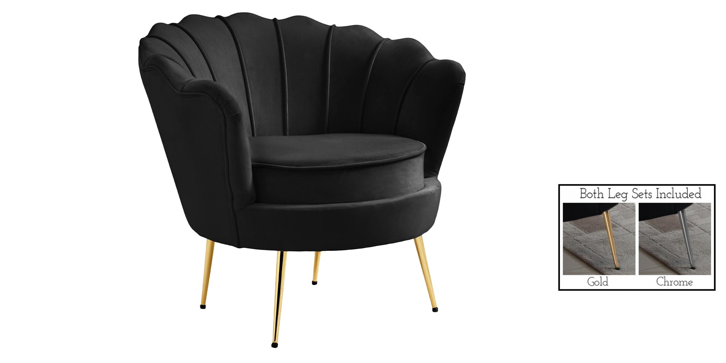 Contemporary, Modern Arm Chair GARDENIA 684Black-C 684Black-C in Black Velvet