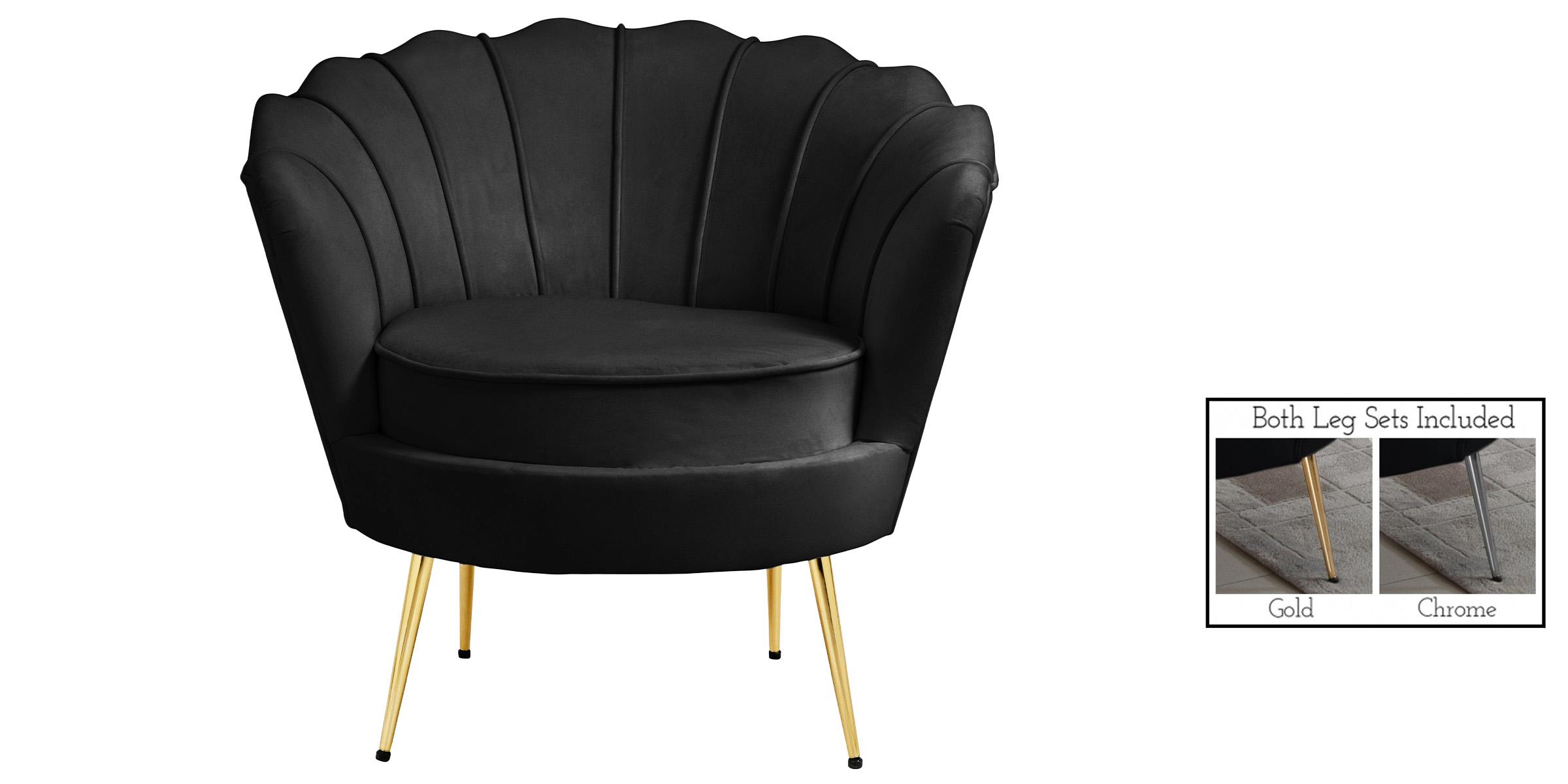 

    
Glam BLACK Velvet Channel Tufted Chair GARDENIA 684Black Meridian Modern

