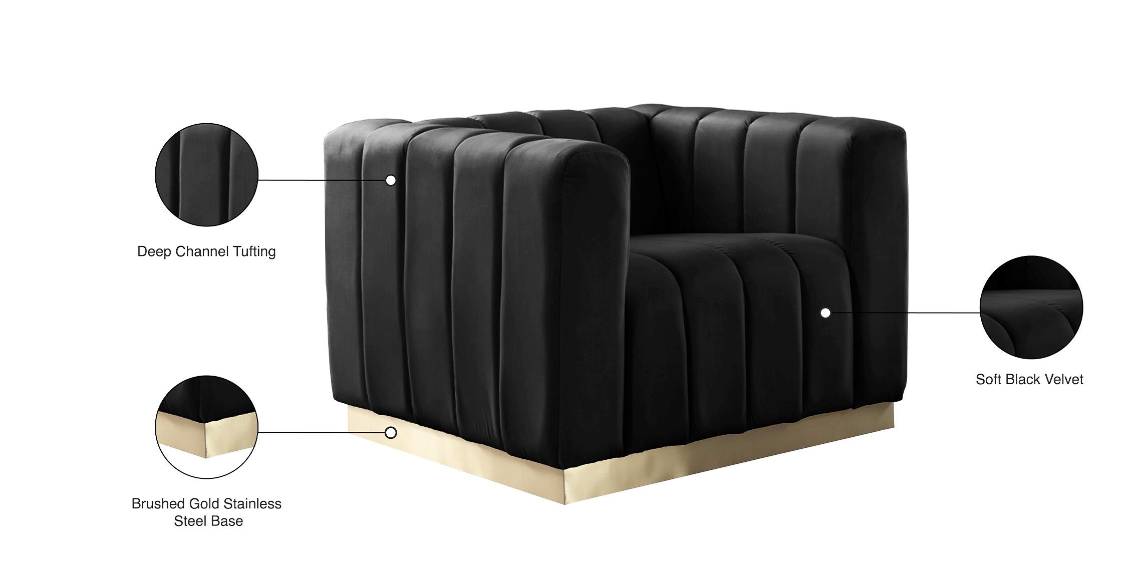 

    
603Black-C Glam Black Velvet Channel Tufted Chair MARLON 603Black-C Meridian Modern

