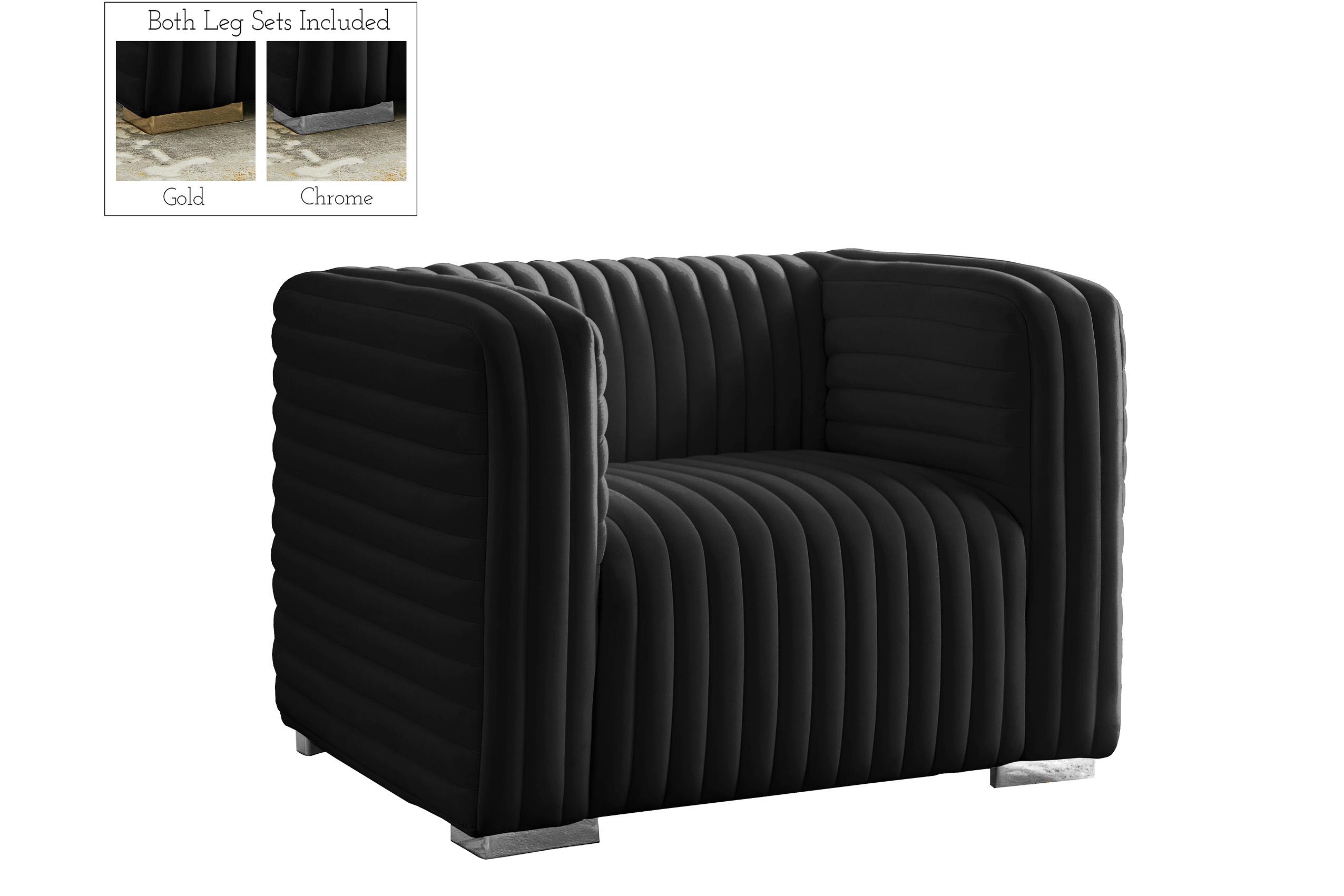 Contemporary, Modern Chair Ravish 640Black-C 640Black-C in Black Velvet