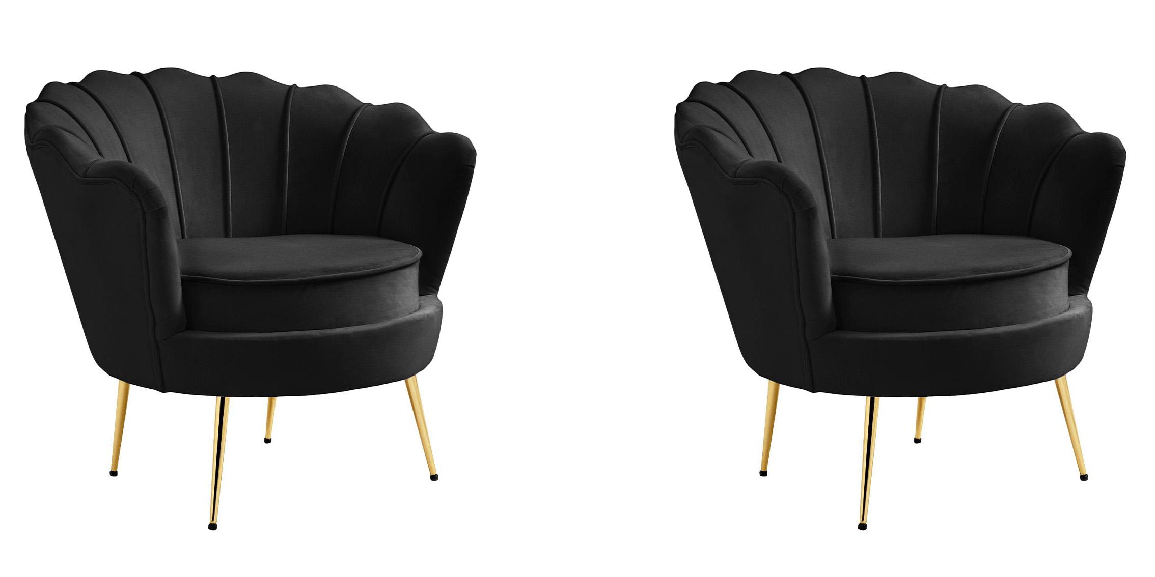 

    
Glam BLACK Velvet Channel Tufted Chair Set 2P GARDENIA 684Black Meridian Modern
