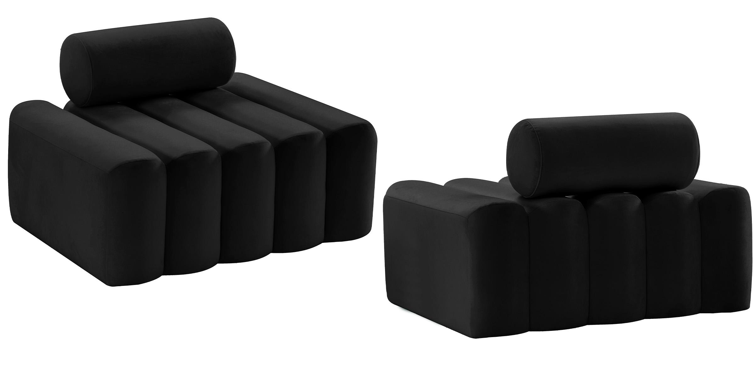 

    
Glam BLACK Velvet Channel Tufted Chair Set 2Pc Melody 647Black-C Meridian Modern
